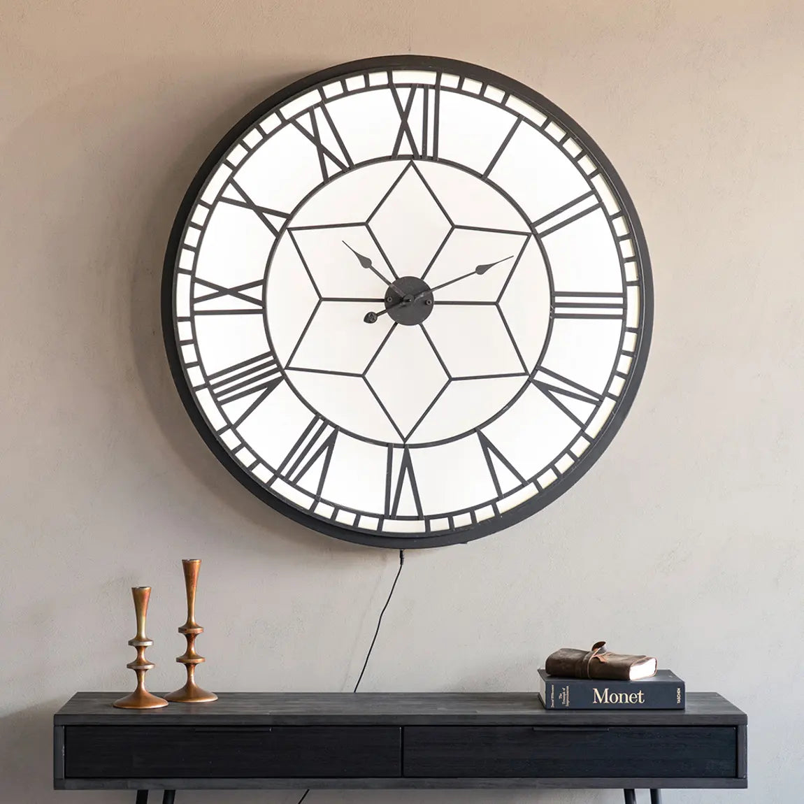 Oversized Backlit LED Roman Numeral Wall Clock - CLEARANCE