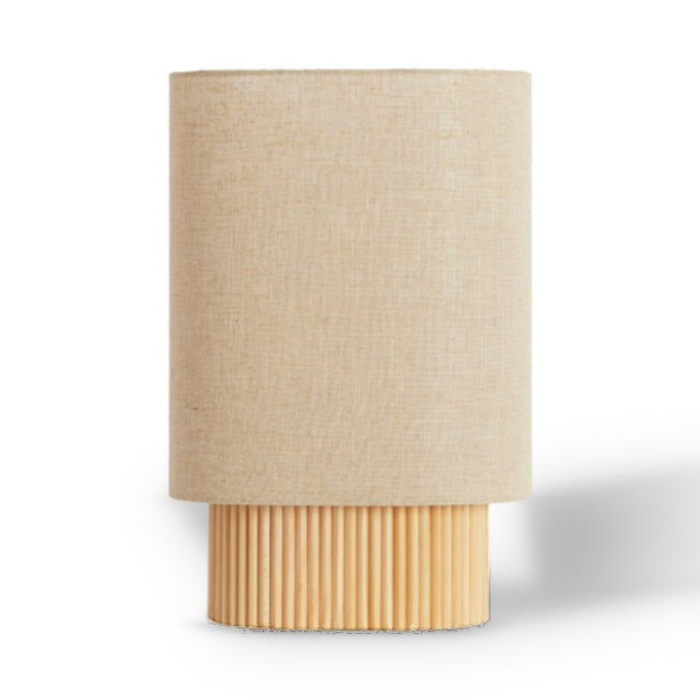 Laslo Natural Wood & Linen Ribbed Table Lamp 45cm