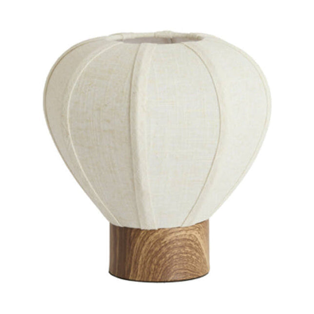 Kyzo Natural Wood Effect & Cream Linen Table Lamp 23.5cm
