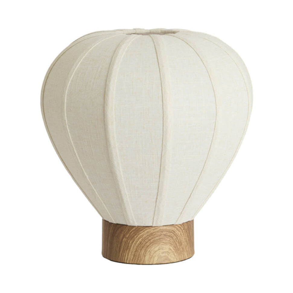 Kyzo Natural Wood Effect & Cream Linen Table Lamp 36cm