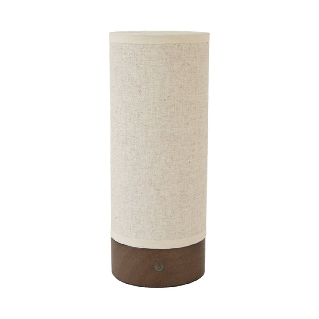 Brylo Natural Linen & Dark Brown Wood LED Table Lamp