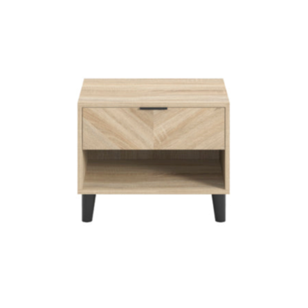 Stockholm Chevron Light Wood Bedside Table | 1 Drawer