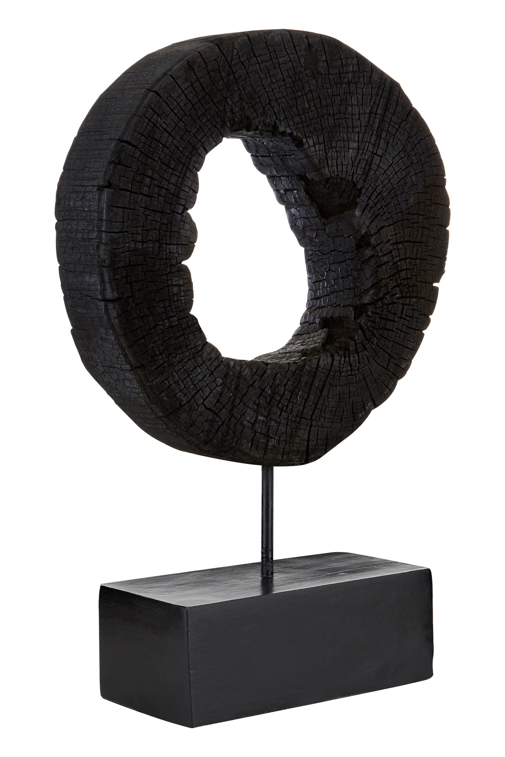 Osprey Rustic Black Mango Wood Hollow Disk Sculpture | Small