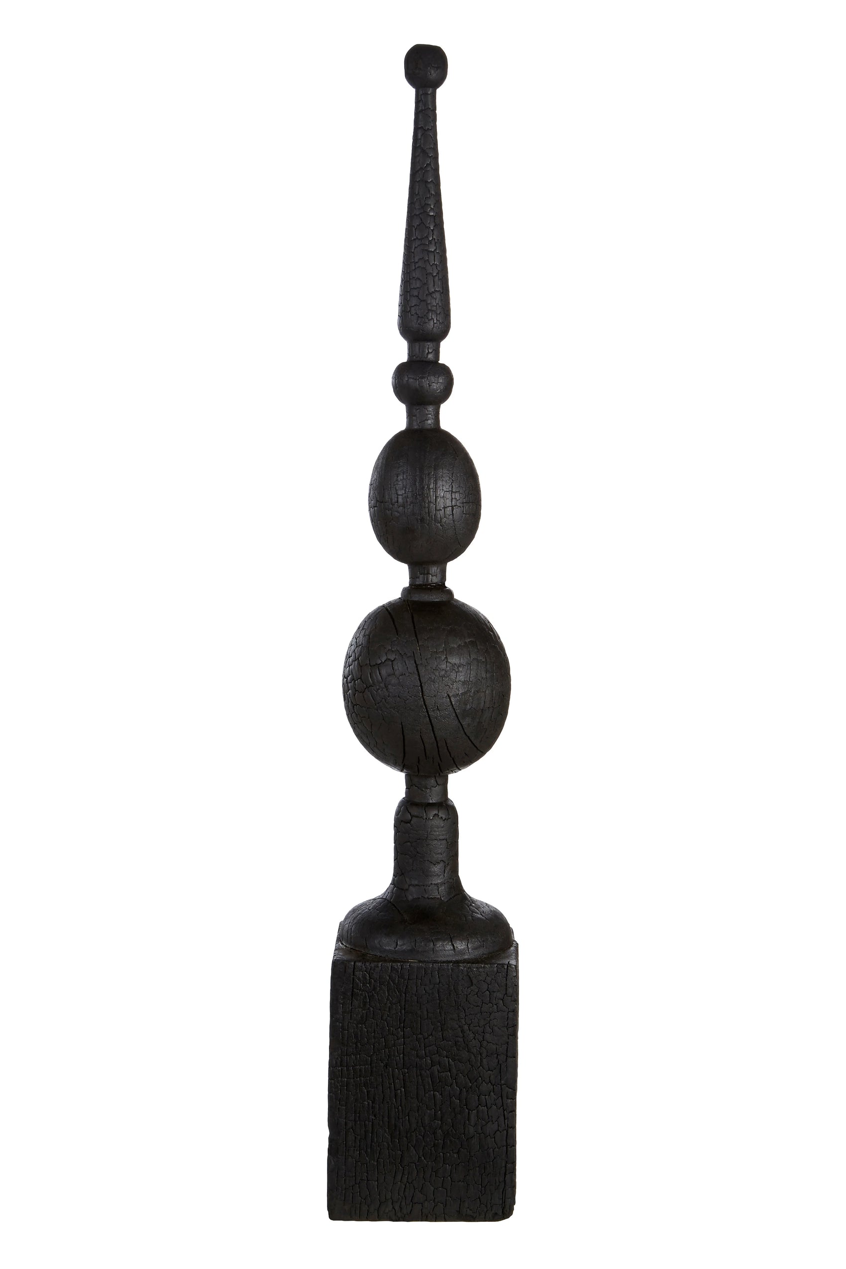 Osprey Rustic Black Mango Wood Finial Standing Sculpture