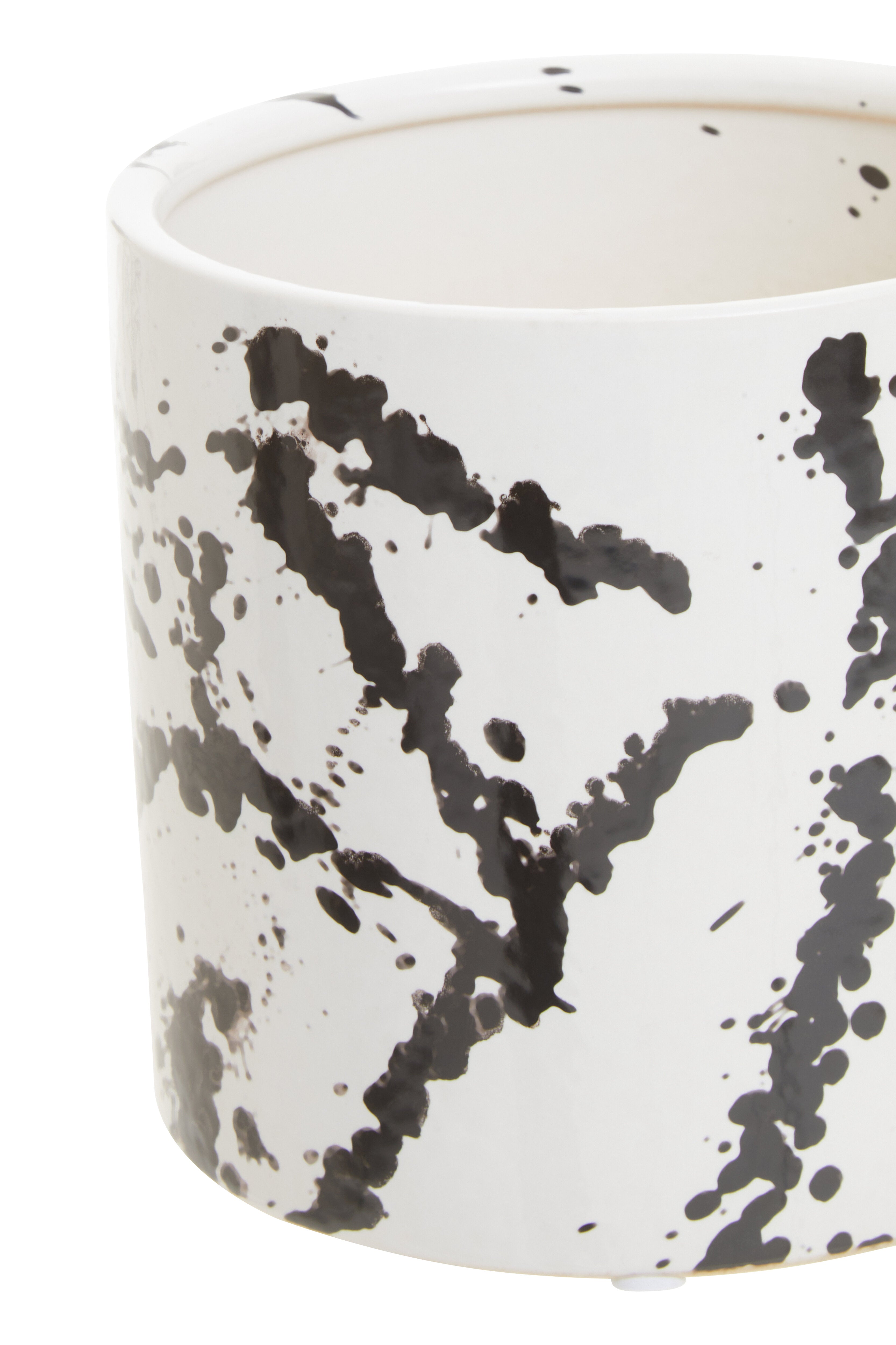 Agnes Black & White Splash Ceramic Planter | Small