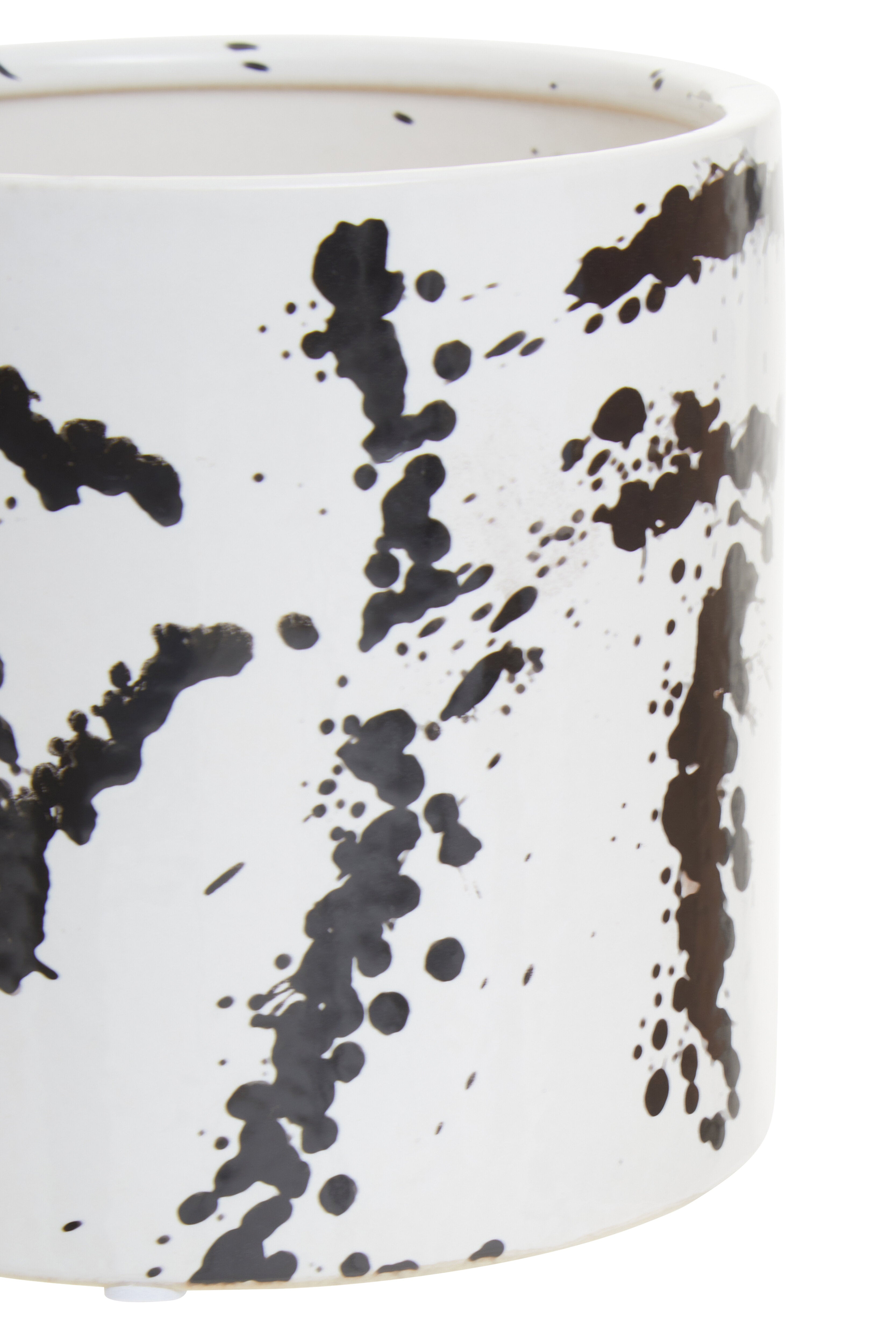 Agnes Black & White Splash Ceramic Planter | Small