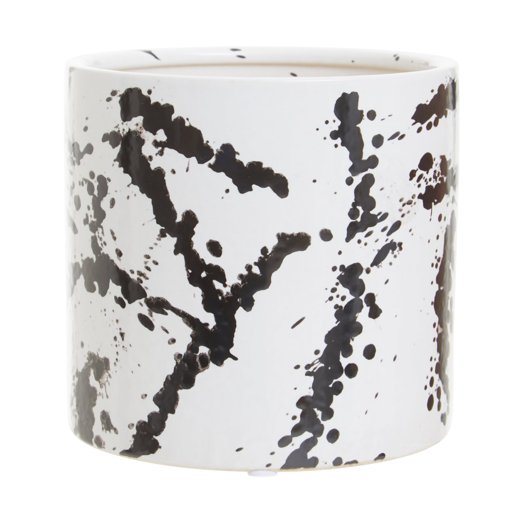 Agnes Black & White Splash Ceramic Planter | Small