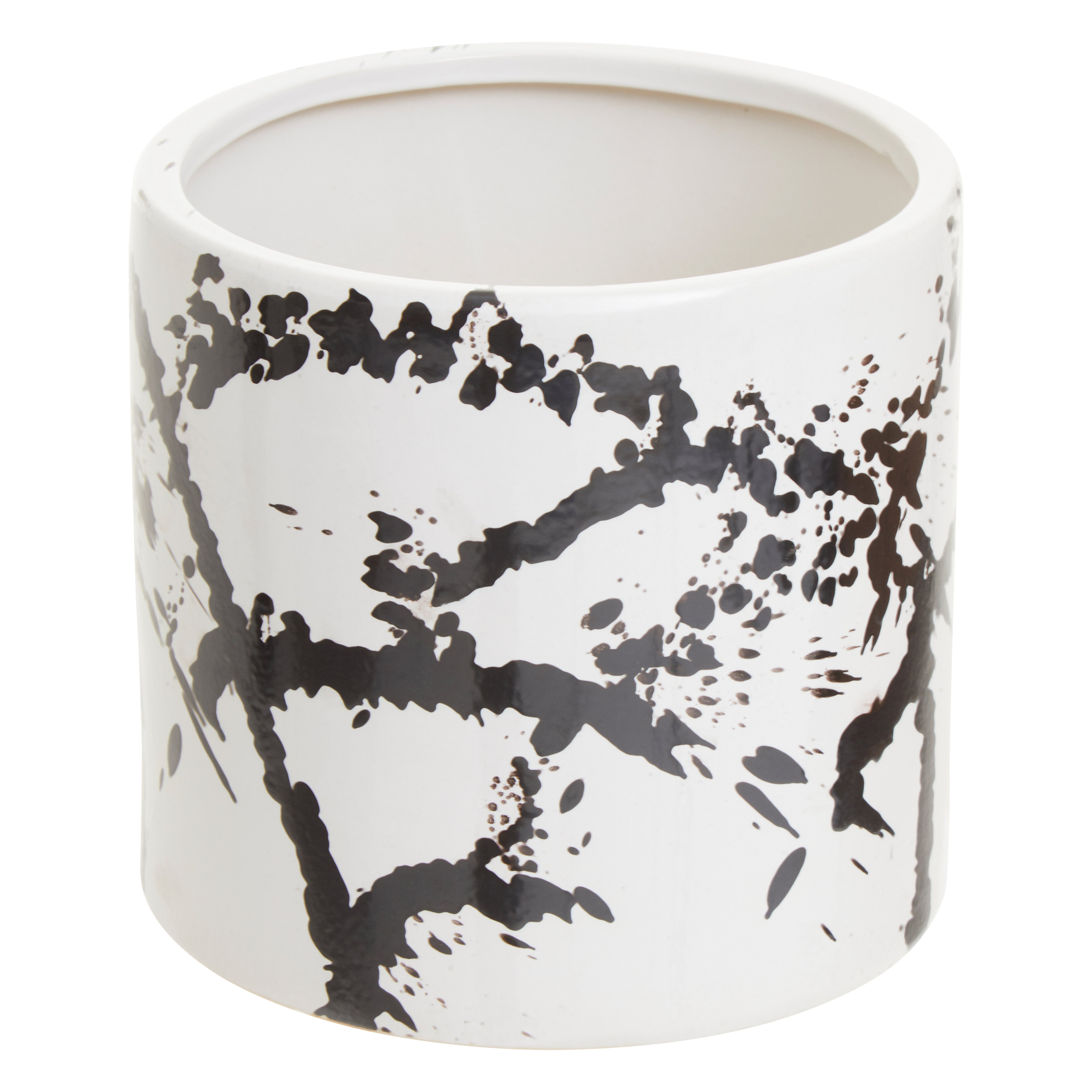 Agnes Black & White Splash Ceramic Planter | Large