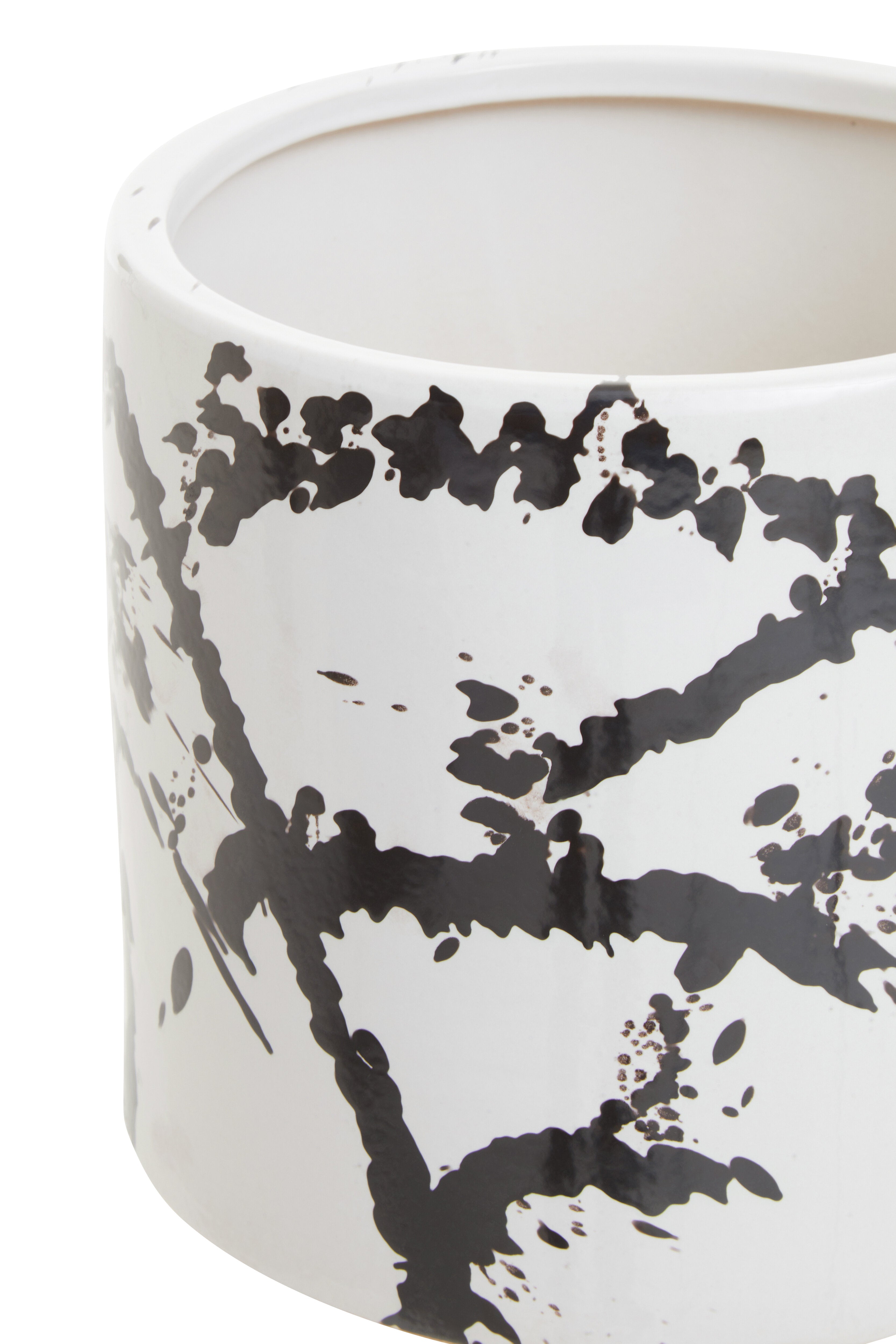 Agnes Black & White Splash Ceramic Planter | Large