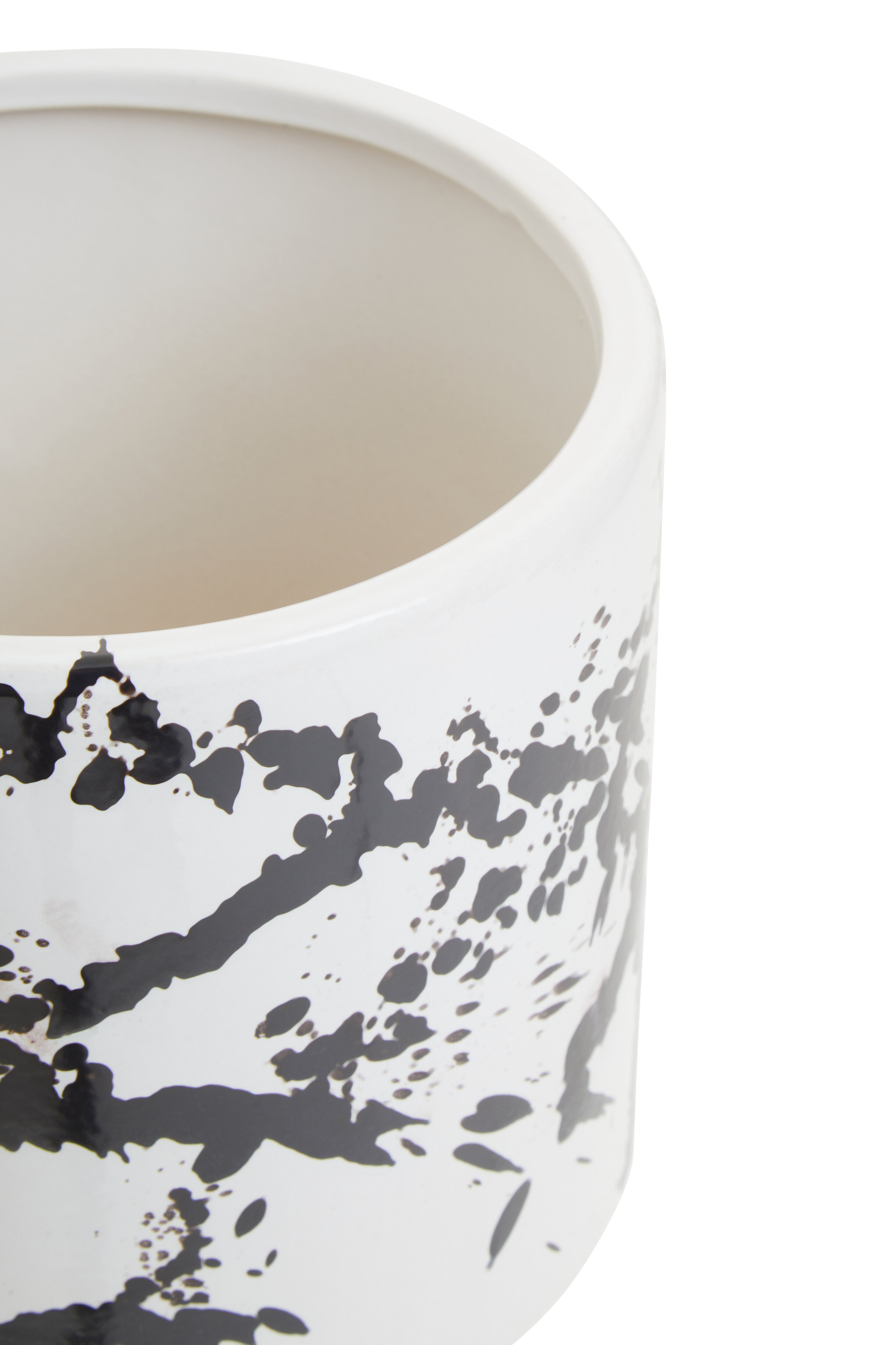 Agnes Black & White Splash Ceramic Planter | Large