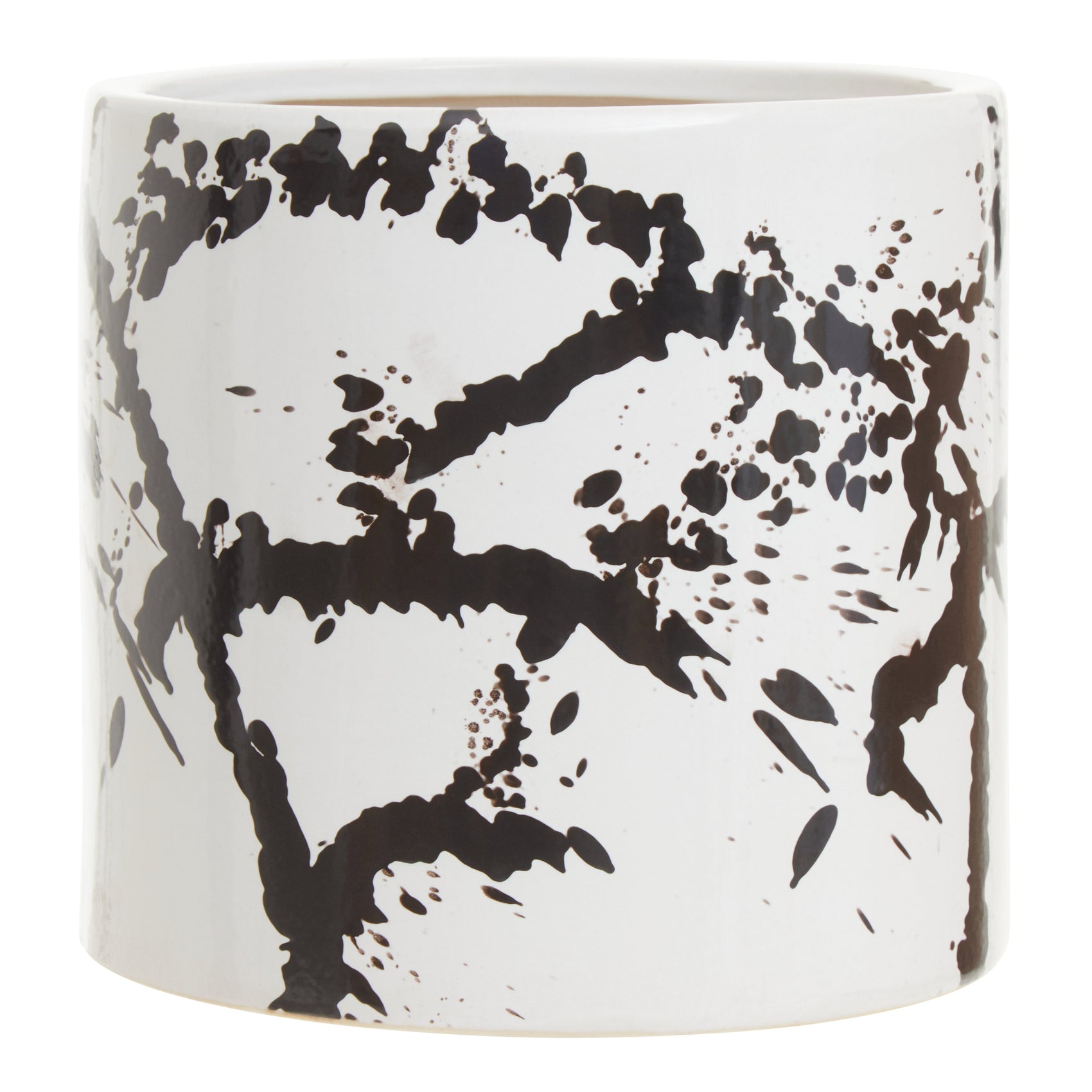 Agnes Black & White Splash Ceramic Planter | Large
