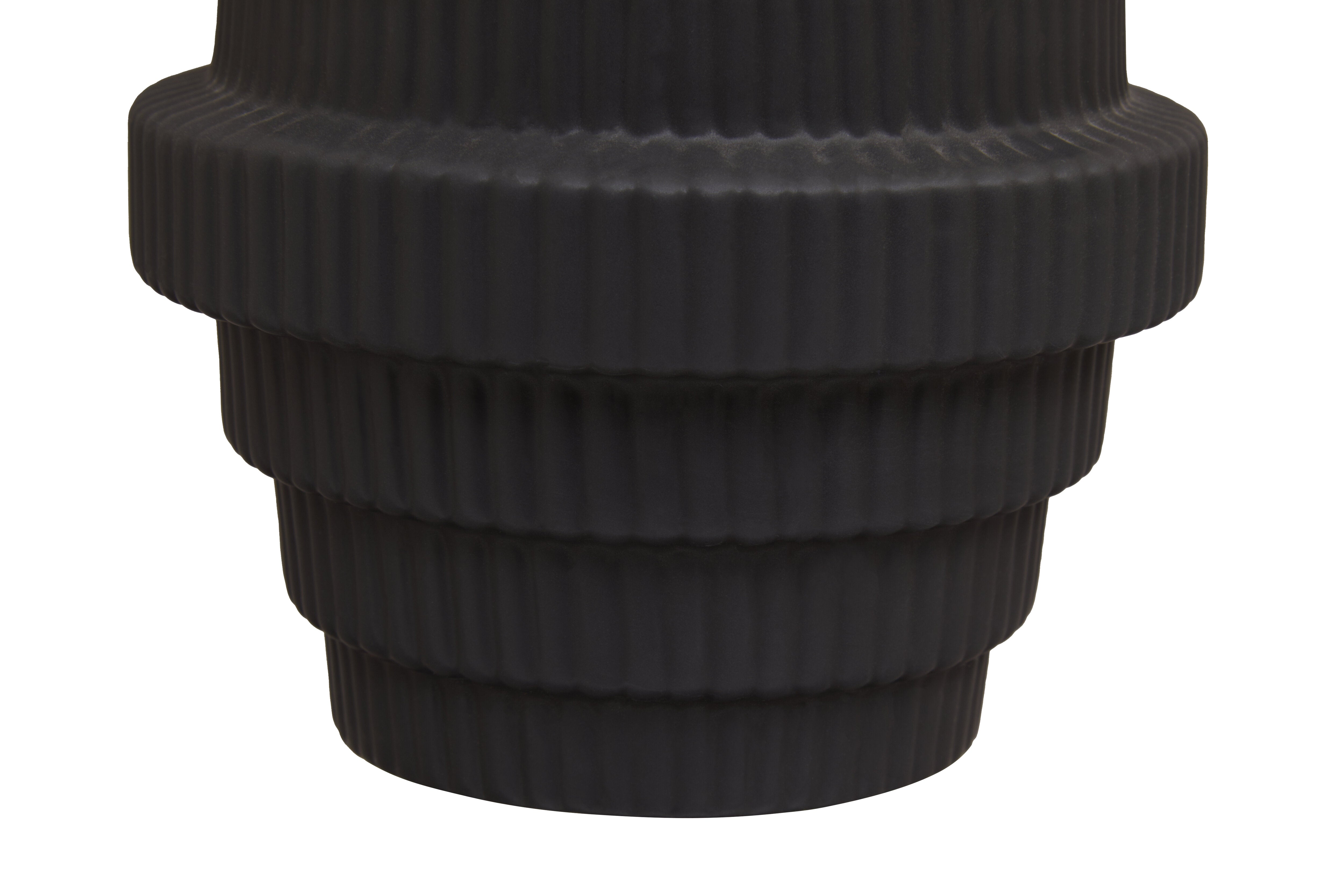 Kuda Matt Black Ceramic Ridged Vase | Small