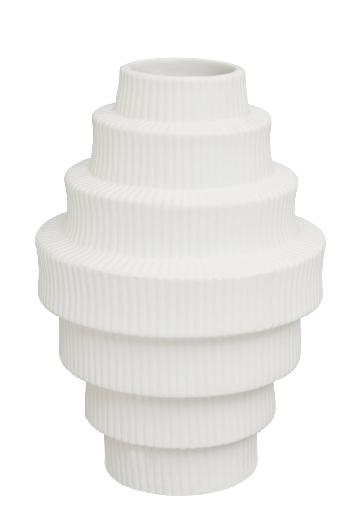 Kuda Matt White Ceramic Ridged Vase | Large