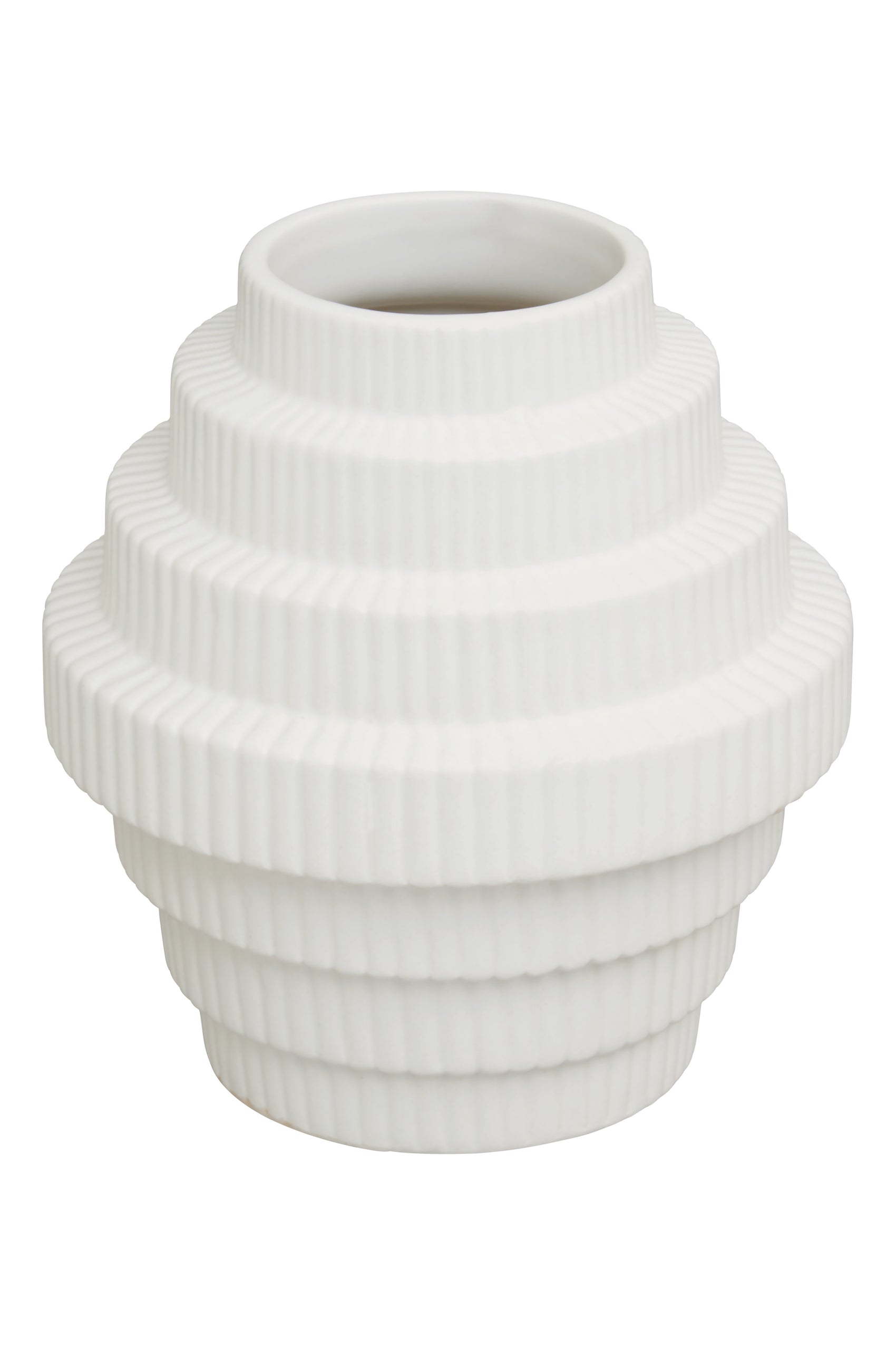 Kuda Matt White Ceramic Ridged Vase | Small