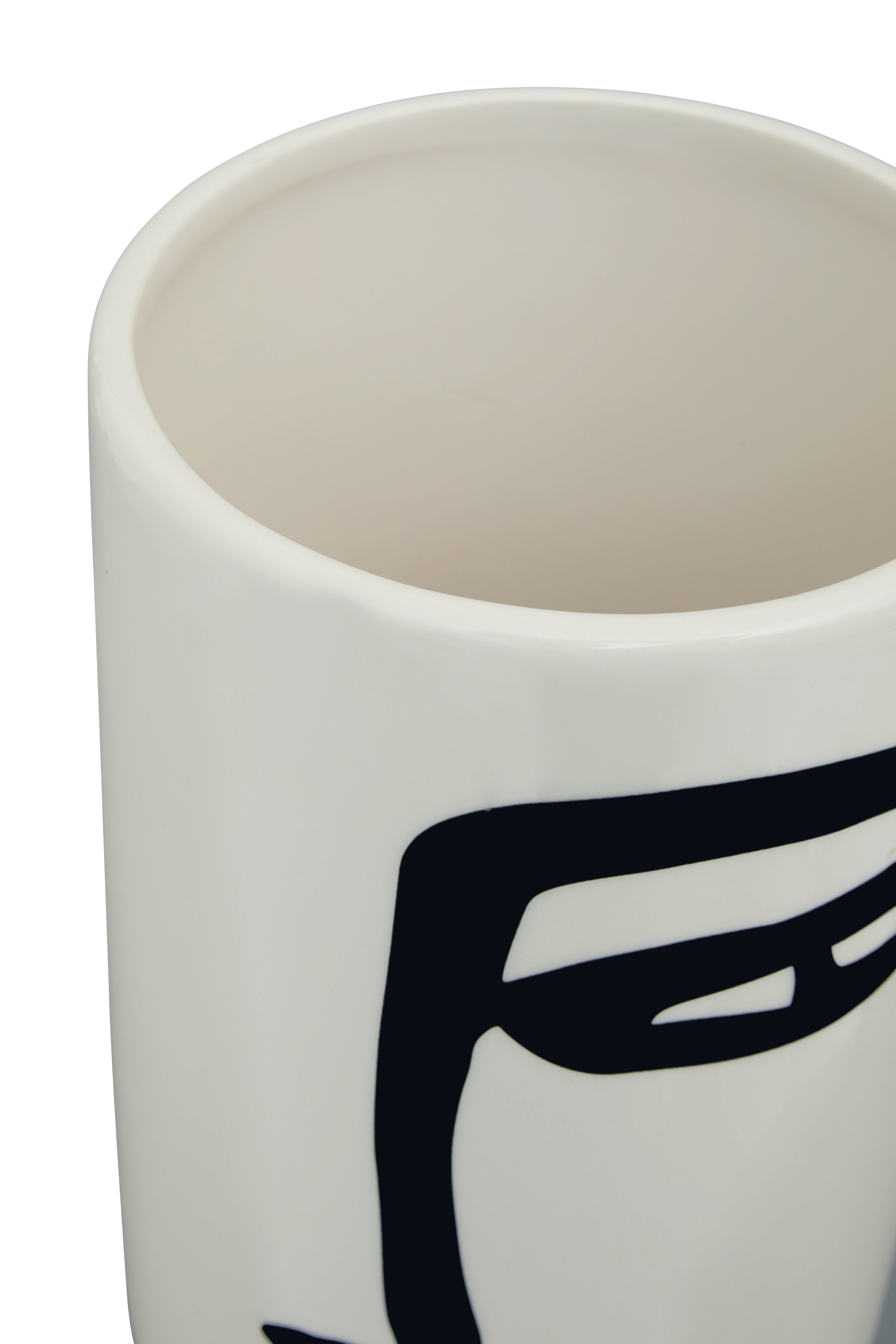 Rubi Black & White Face Cylinder Vase | Large