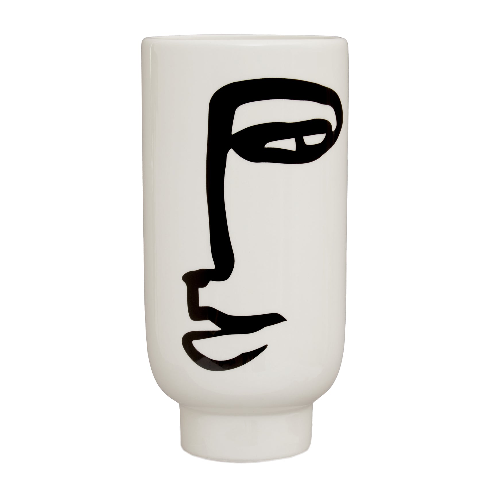 Rubi Black & White Face Cylinder Vase | Large