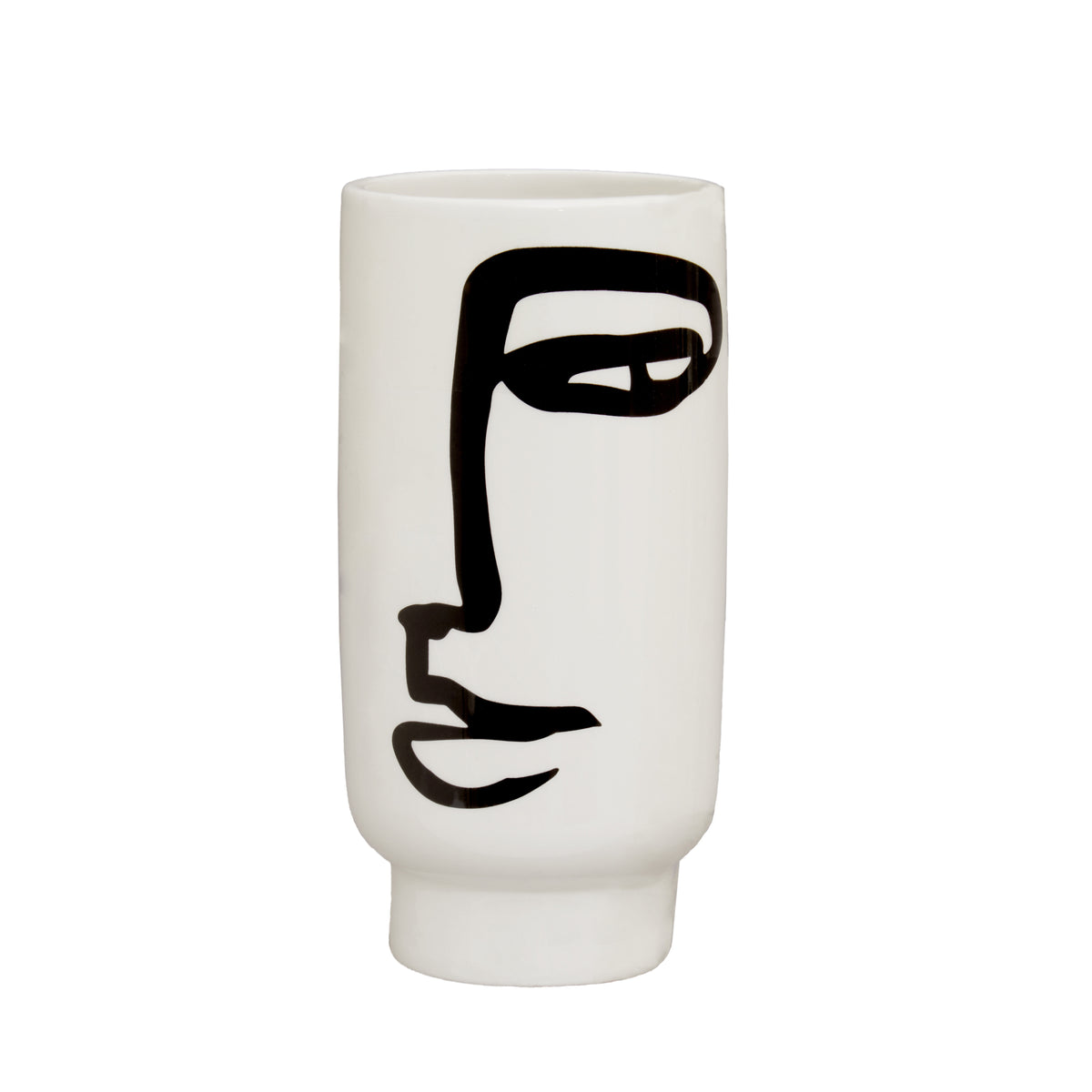 Rubi Black & White Face Cylinder Vase | Small