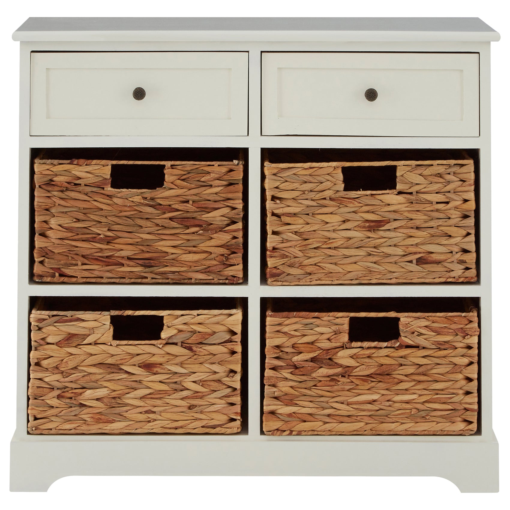 Benka Ivory White Wood Cabinet with Baskets
