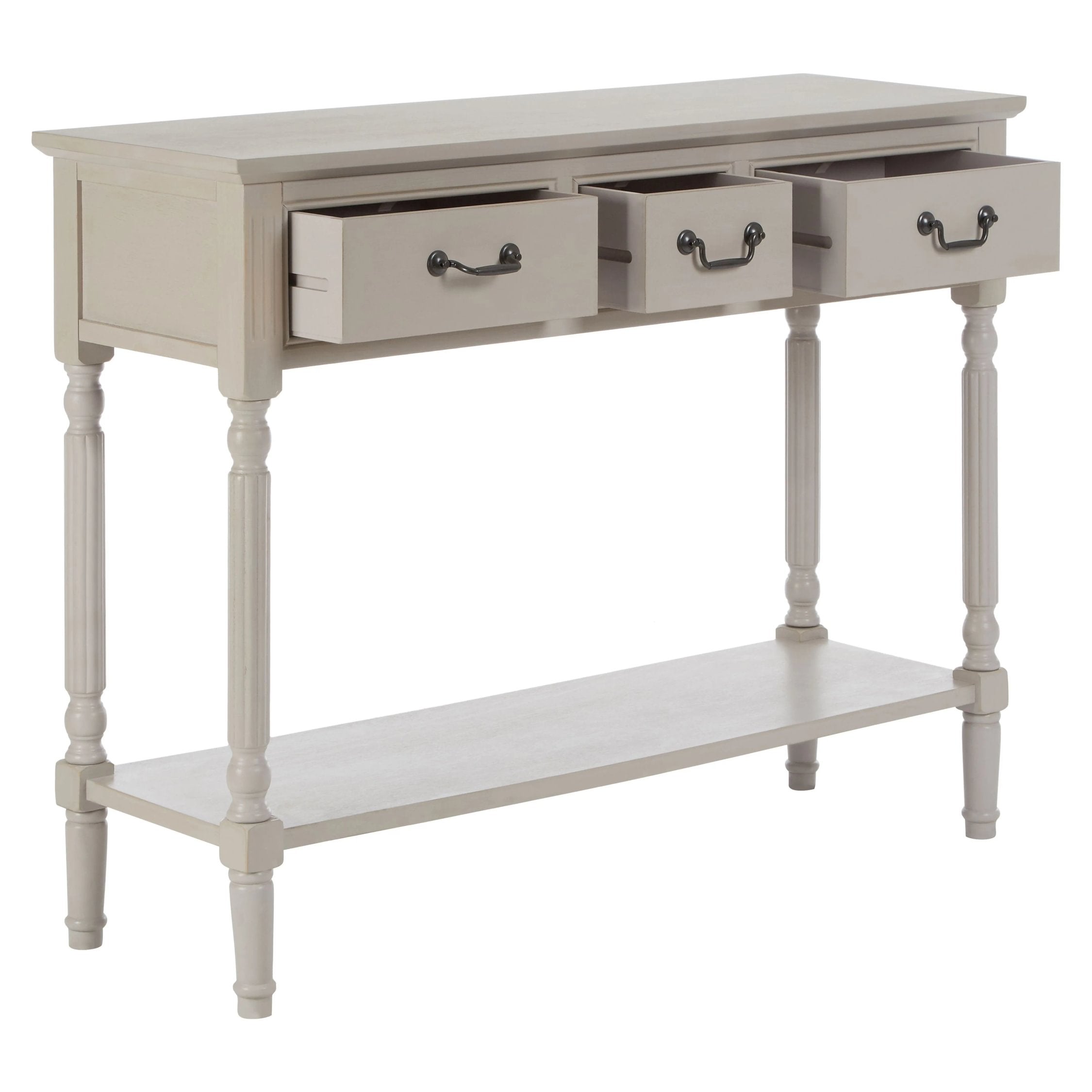 Chelsea Grey Putty Wood 3 Drawer Console Table