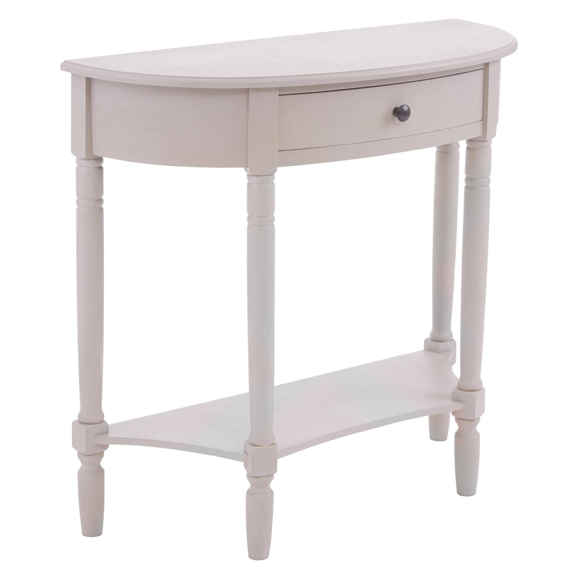 Chelsea Grey Putty Half Moon Wood 1 Drawer Console Table