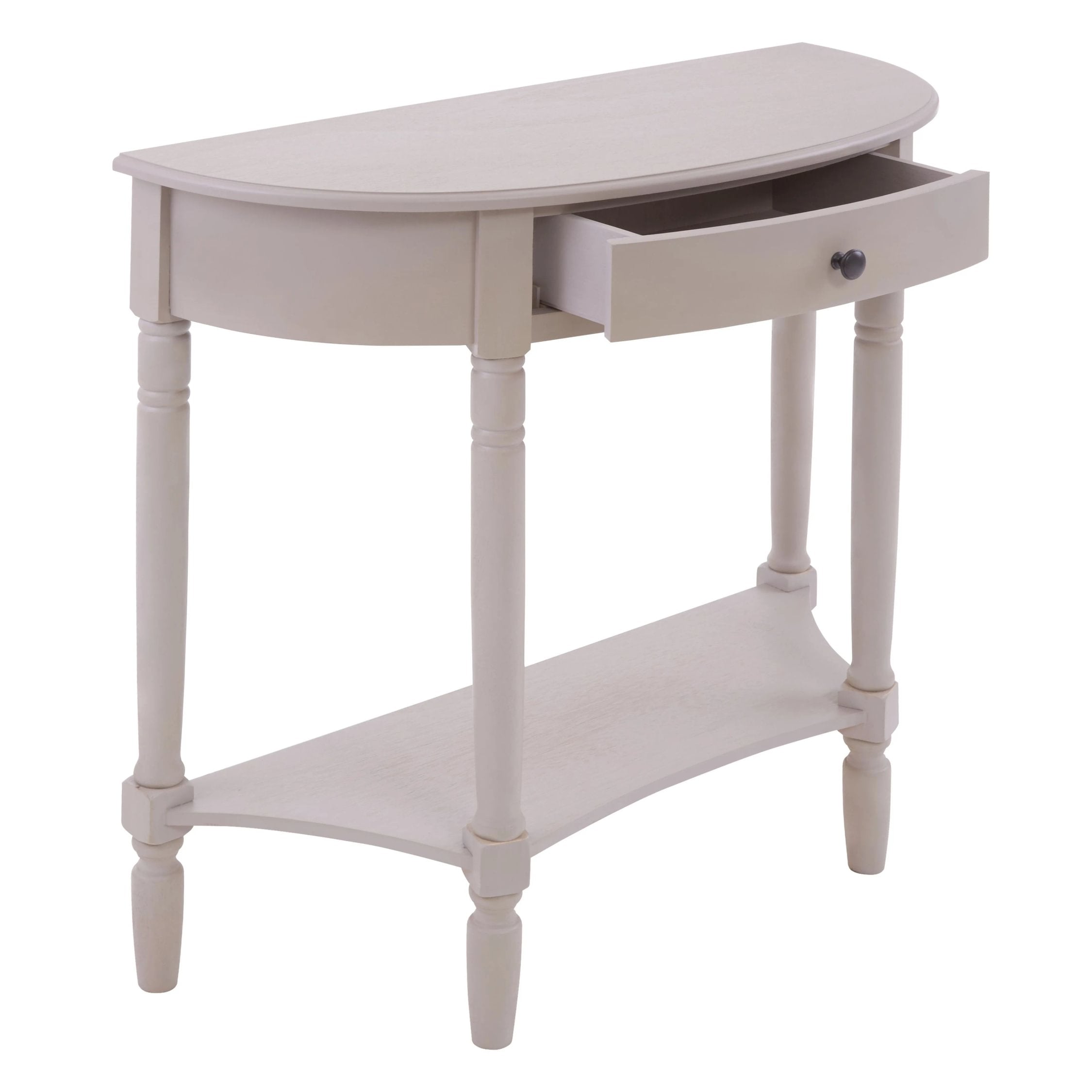Chelsea Grey Putty Half Moon Wood 1 Drawer Console Table