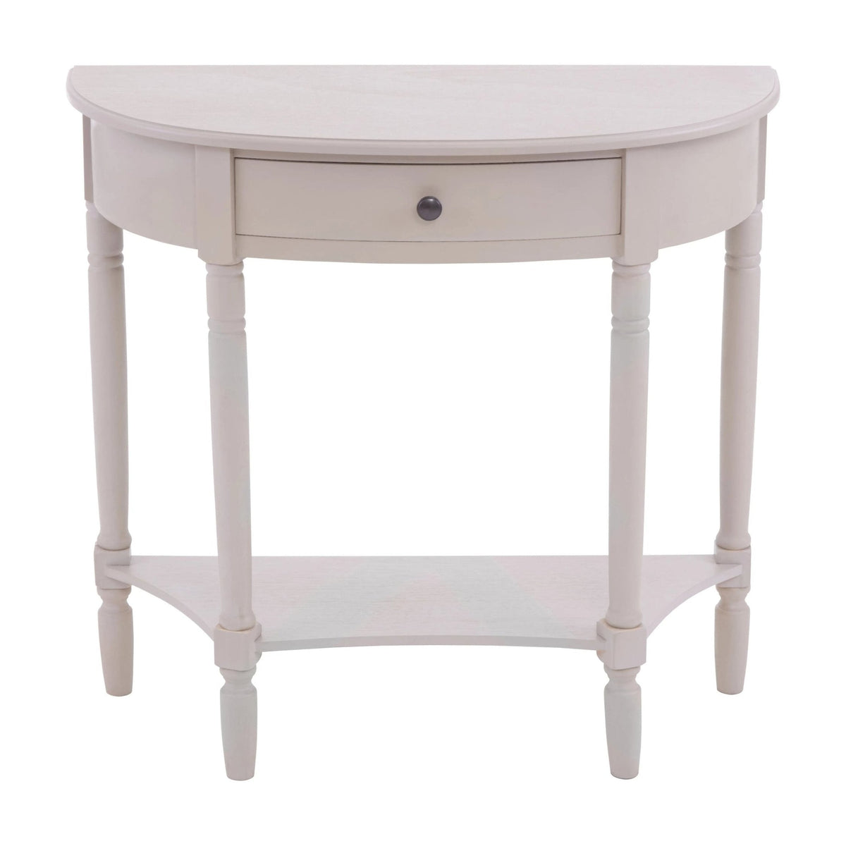 Chelsea Grey Putty Half Moon Wood 1 Drawer Console Table