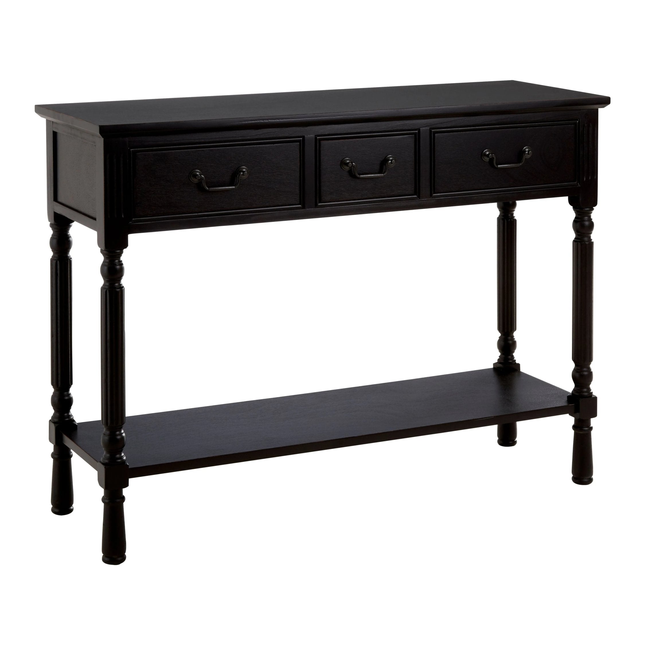 Chelsea Vintage Black Wood 3 Drawer Console Table