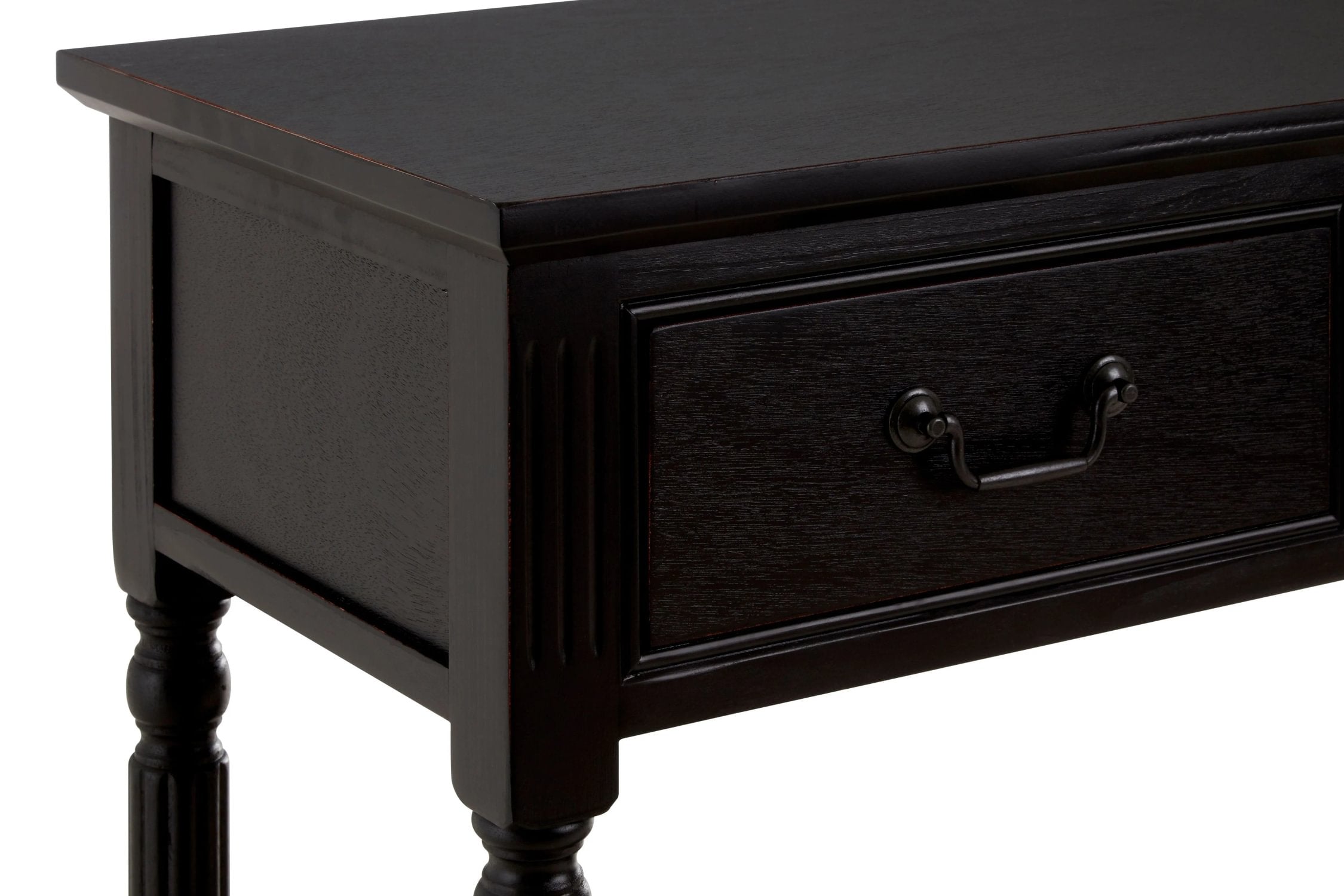 Chelsea Vintage Black Wood 3 Drawer Console Table