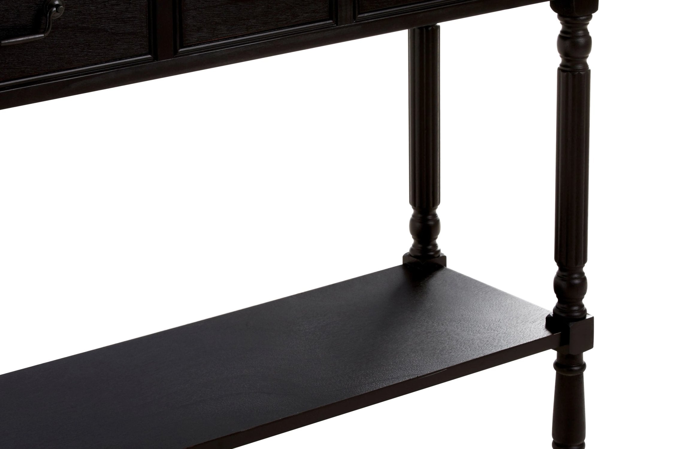 Chelsea Vintage Black Wood 3 Drawer Console Table