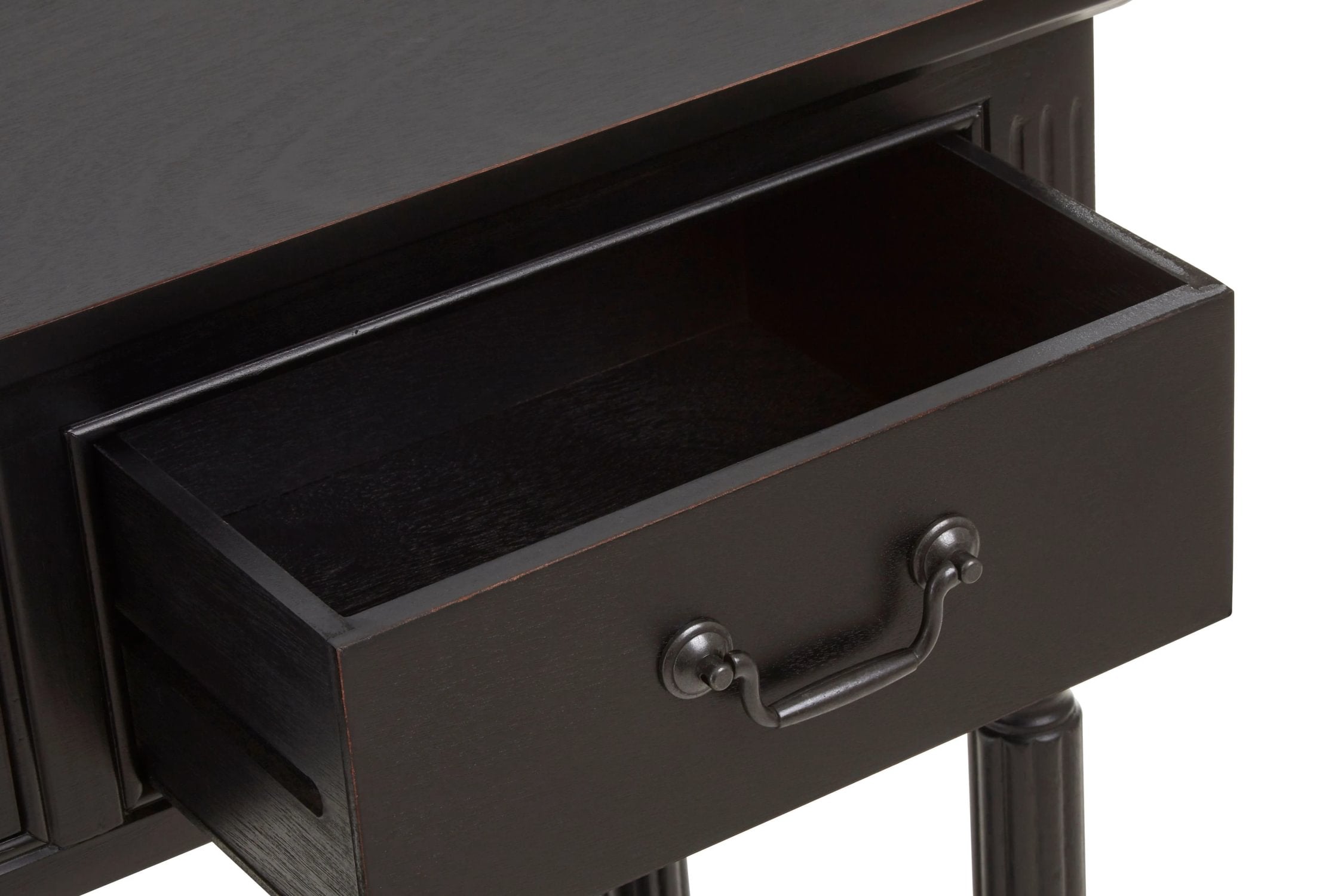 Chelsea Vintage Black Wood 3 Drawer Console Table
