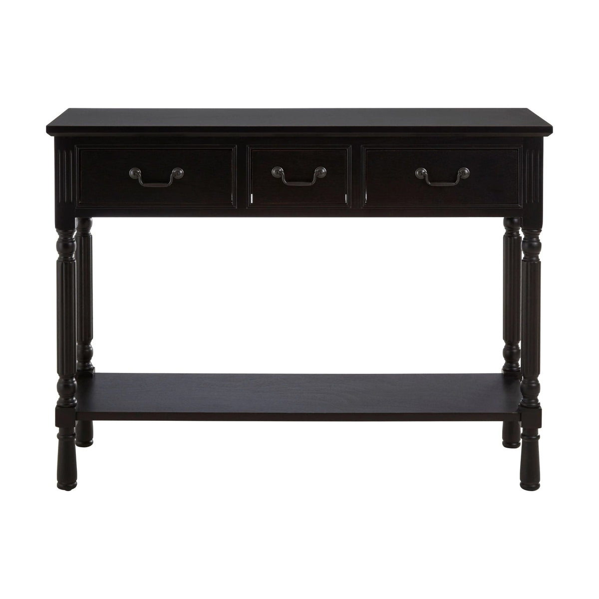 Chelsea Vintage Black Wood 3 Drawer Console Table