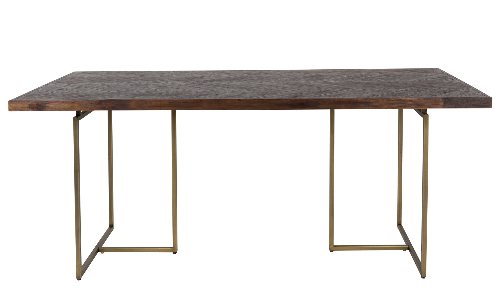 Dutchbone Class Herringbone Brown Oak Wood Rectangle Dining Table 180cm