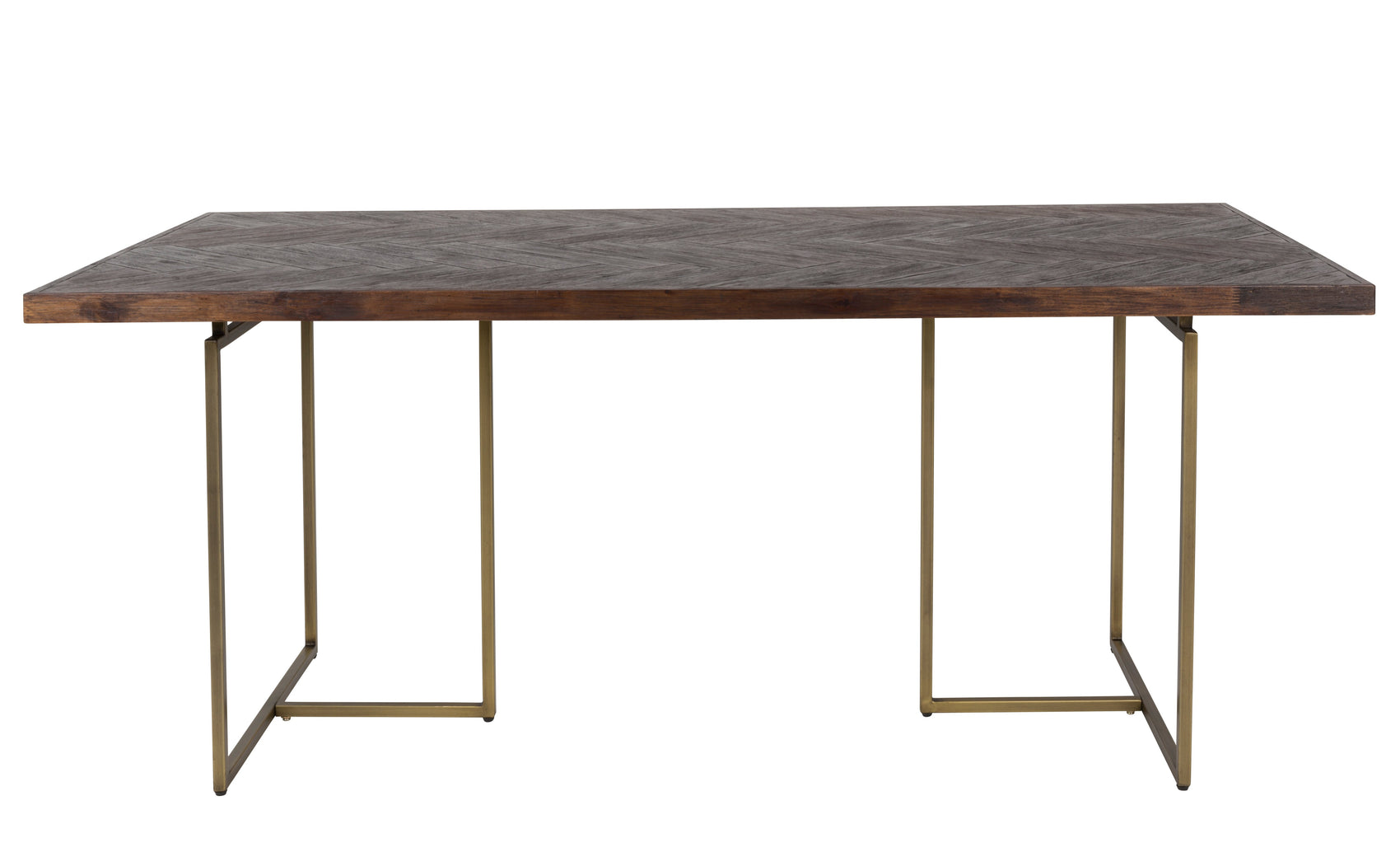 Dutchbone Class Herringbone Brown Oak Wood Rectangle Dining Table 220cm