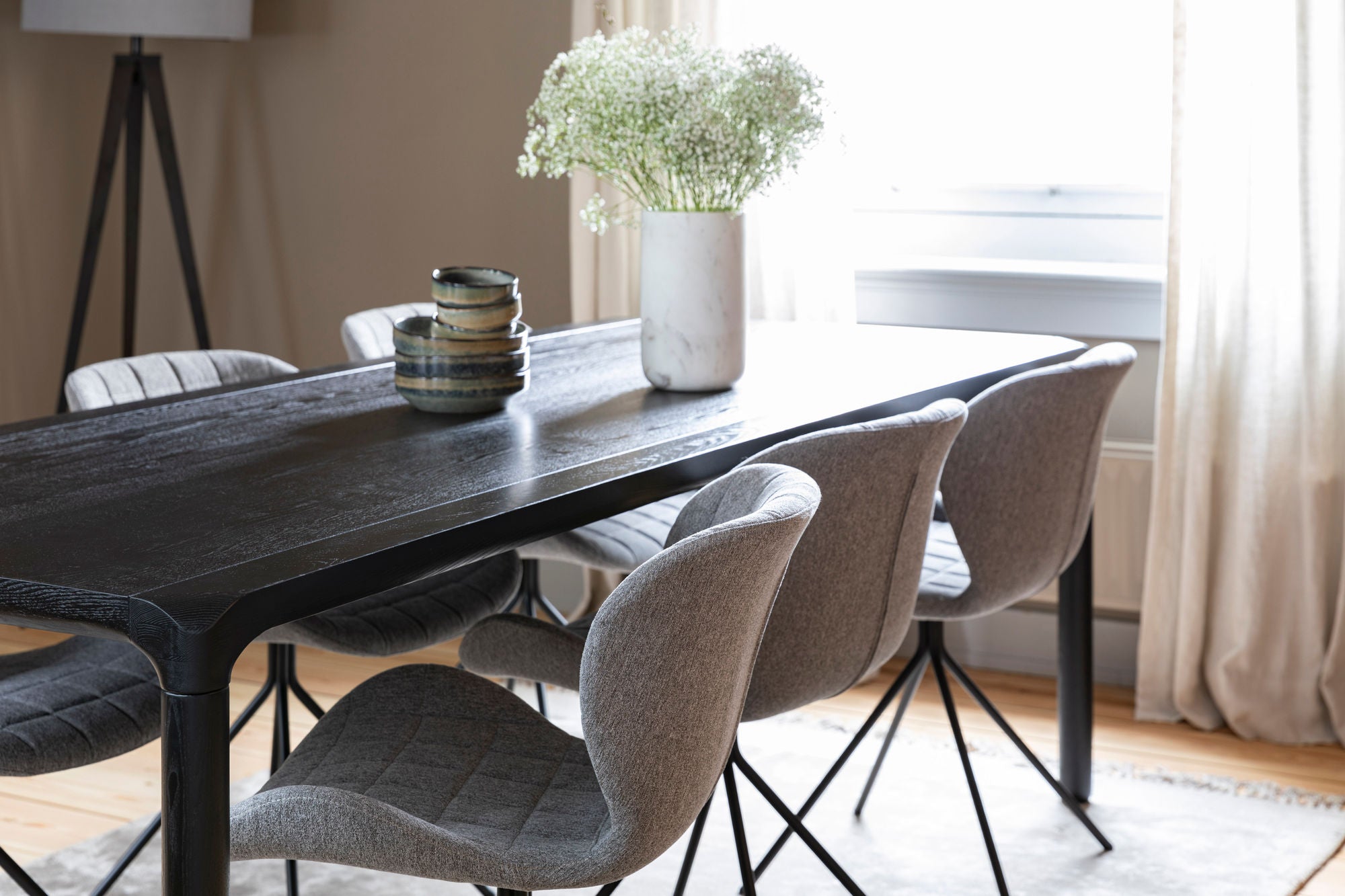 Zuiver Storm Black Oak Wood Rectangle Dining Table 180cm