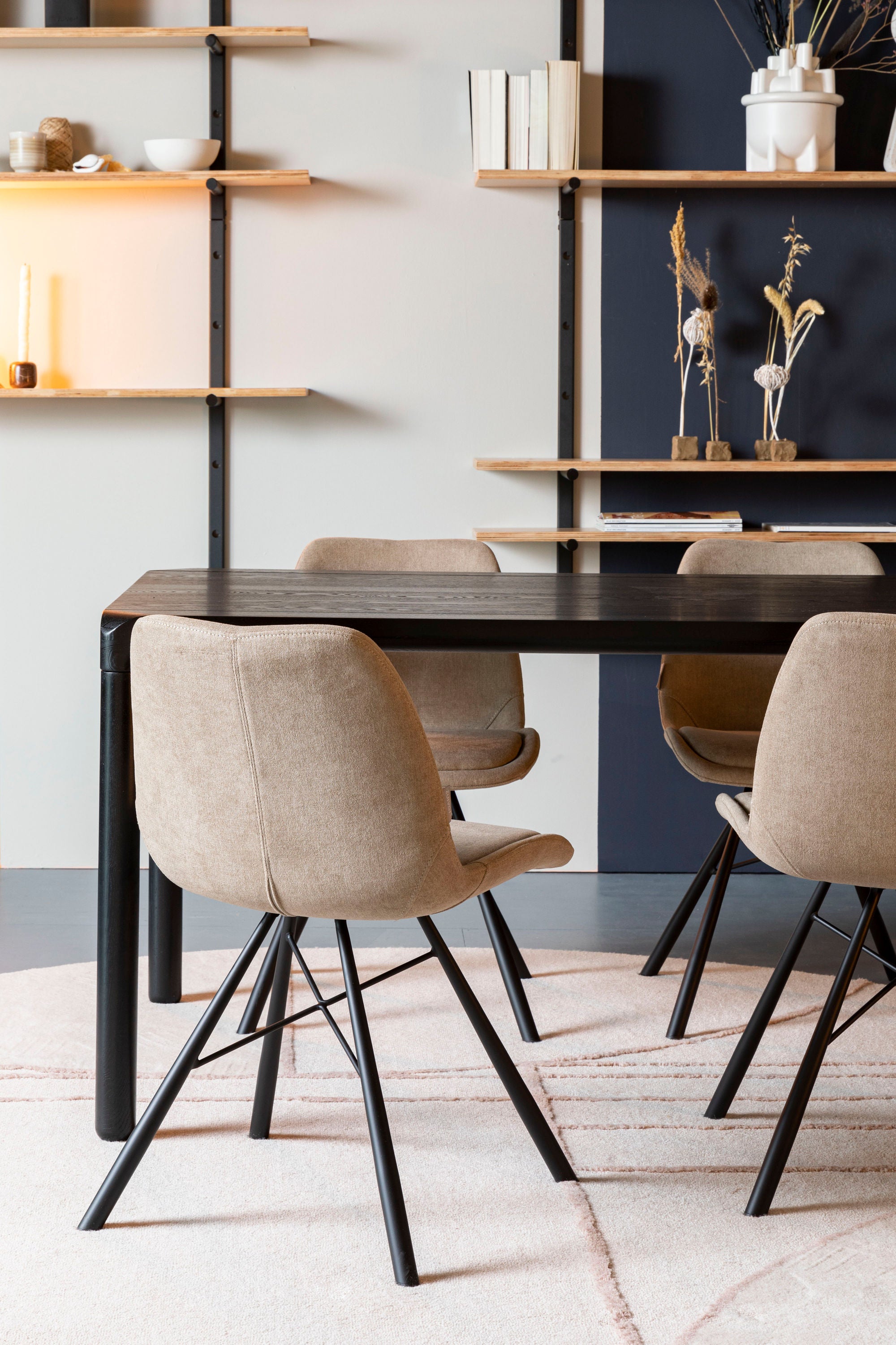 Zuiver Storm Black Oak Wood Rectangle Dining Table 220cm