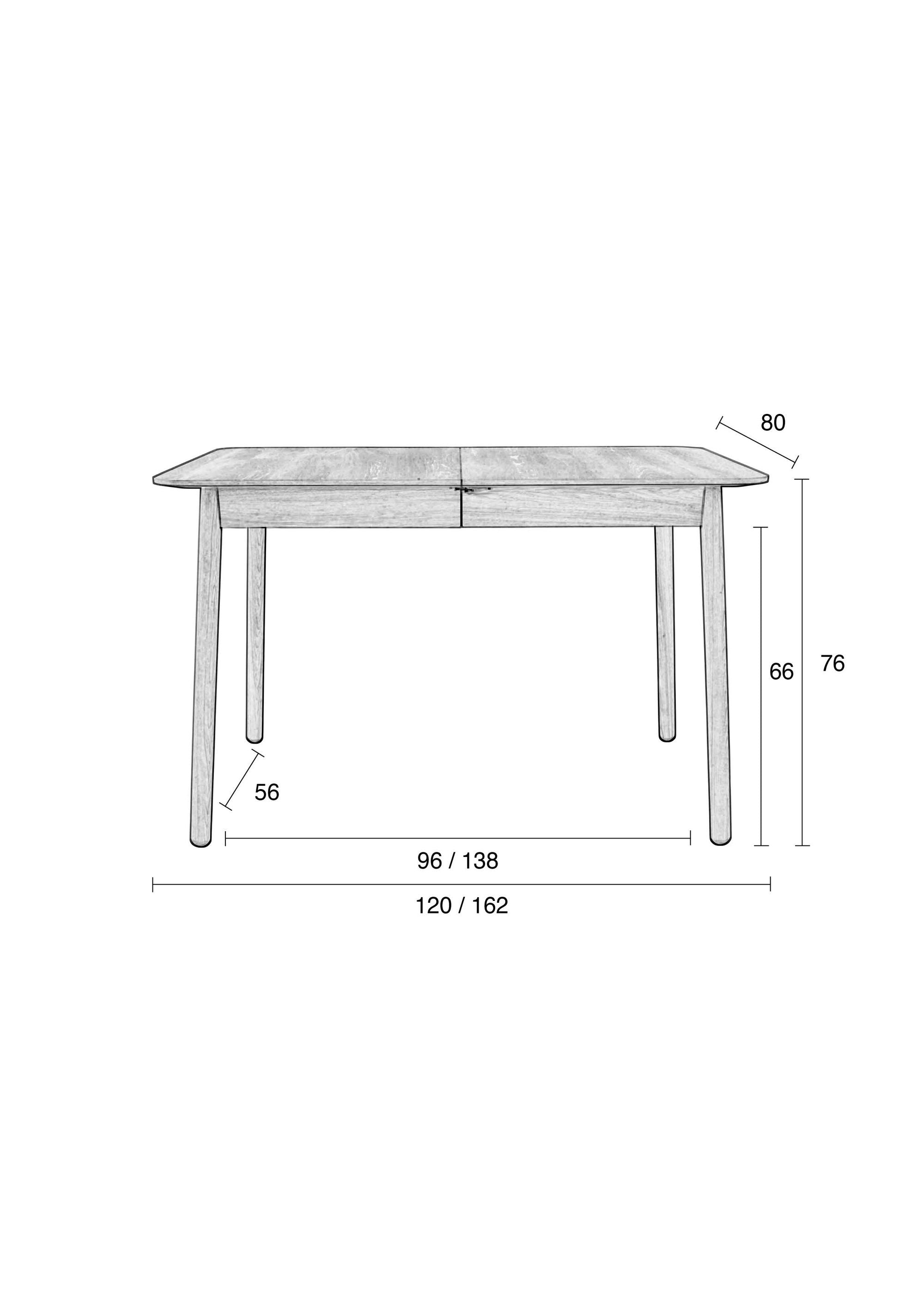 Zuiver Glimps Natural Wood Extending Dining Table