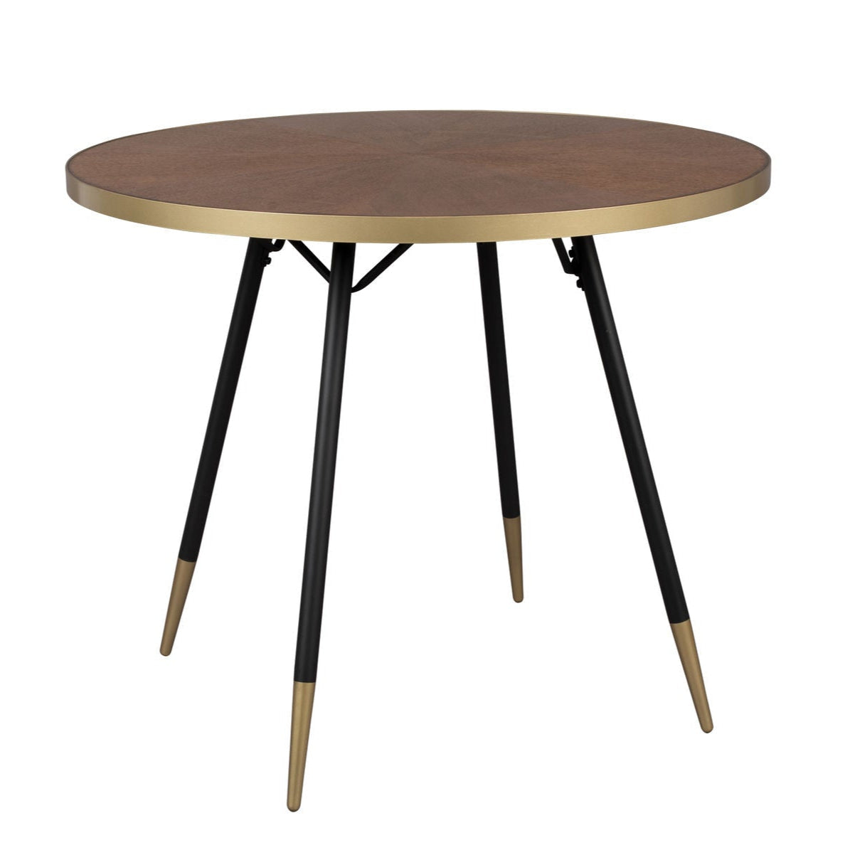 Denise Brown Wood & Gold Round Dining Table