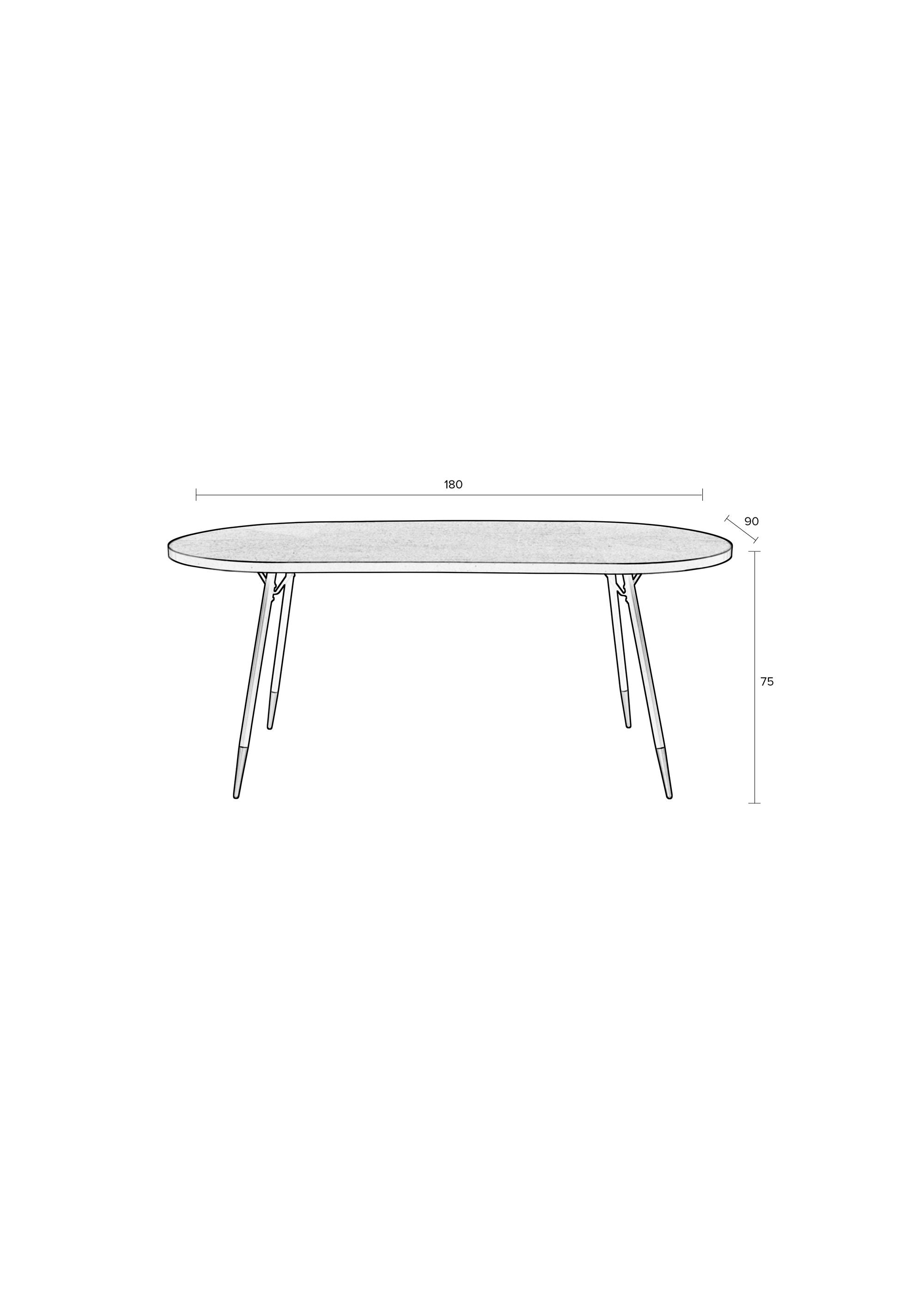 Denise Brown Wood & Gold Oval Dining Table 180cm