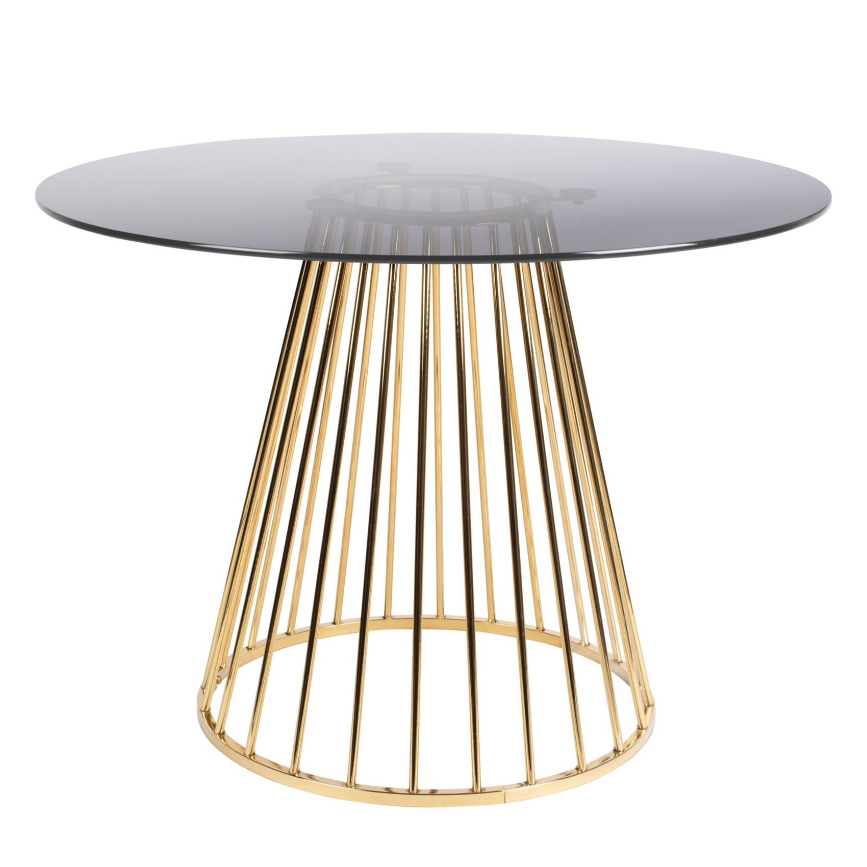 Floris Gold & Smoked Glass Round Dining Table