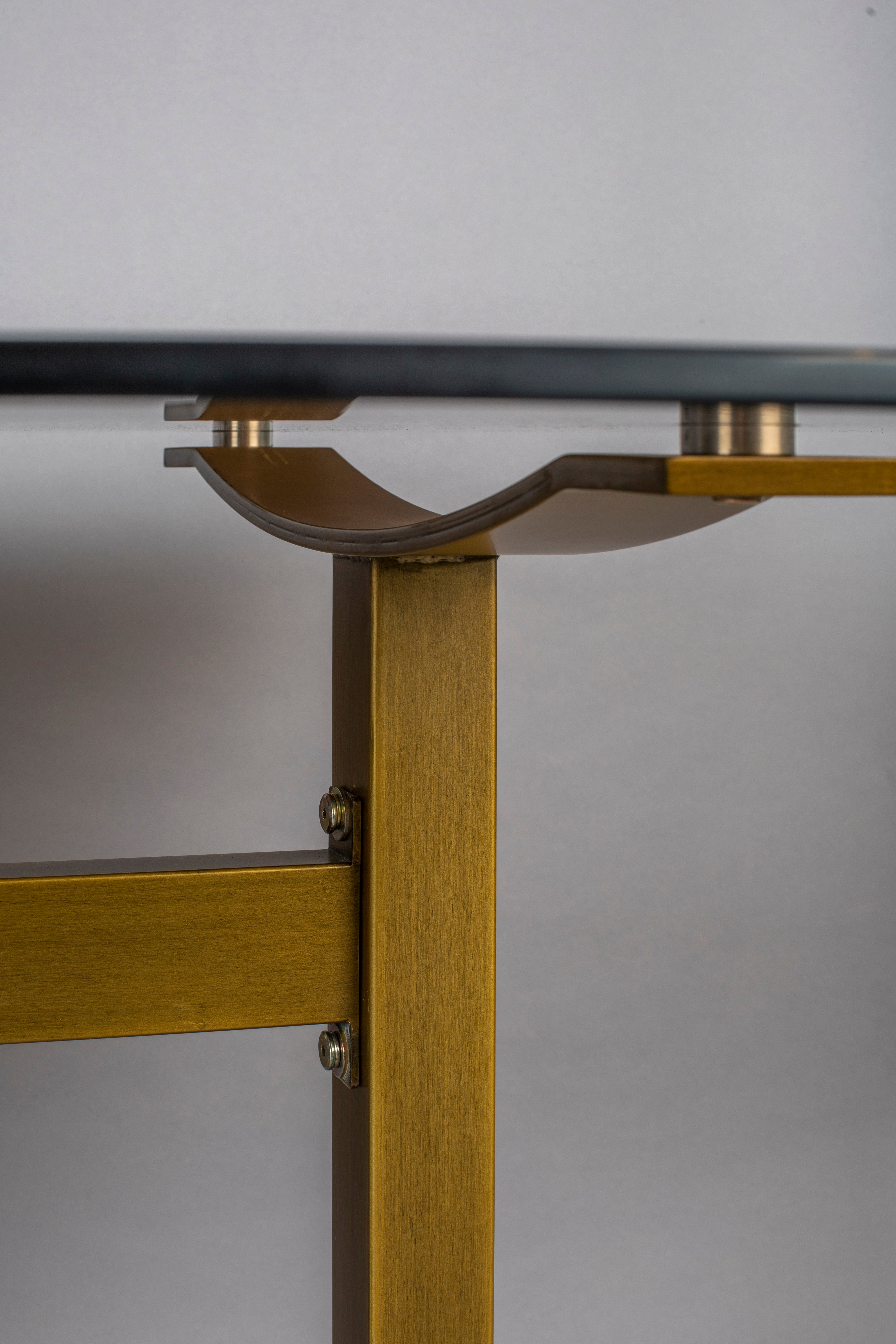 Dutchbone Sansa Brass & Smoked Glass Rectangle Dining Table 180cm