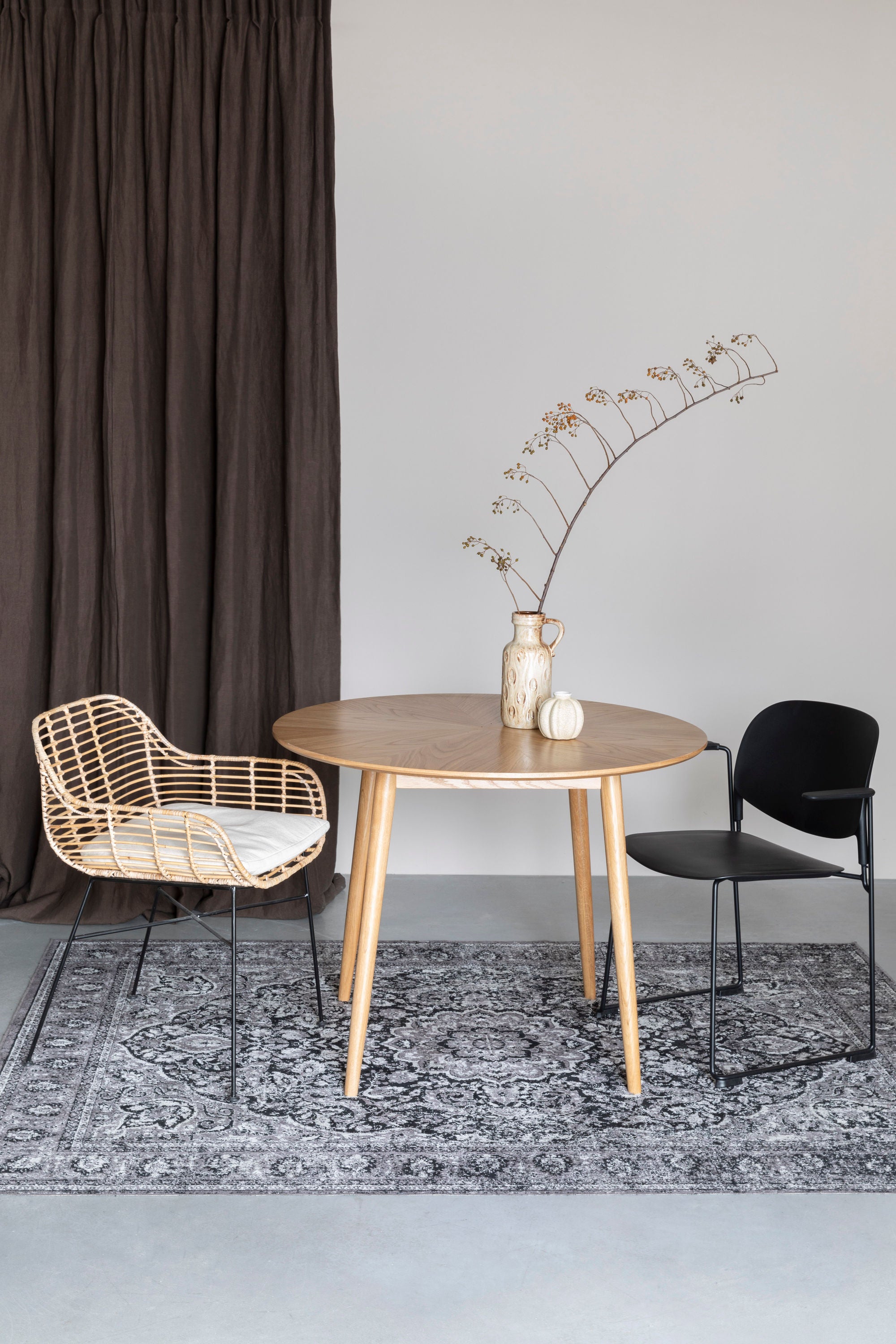 Fabio Natural Wood Round Dining Table 100cm