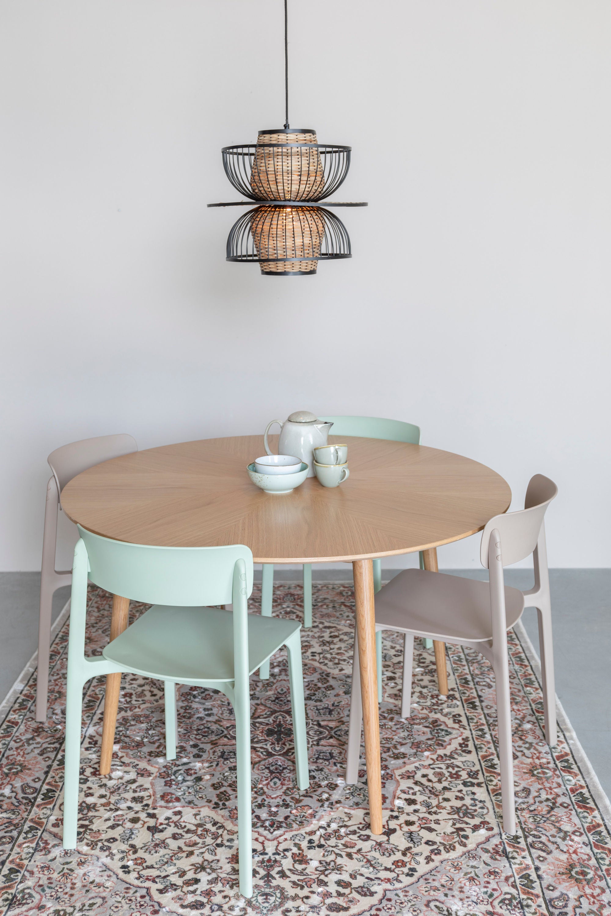 Fabio Natural Wood Round Dining Table 100cm