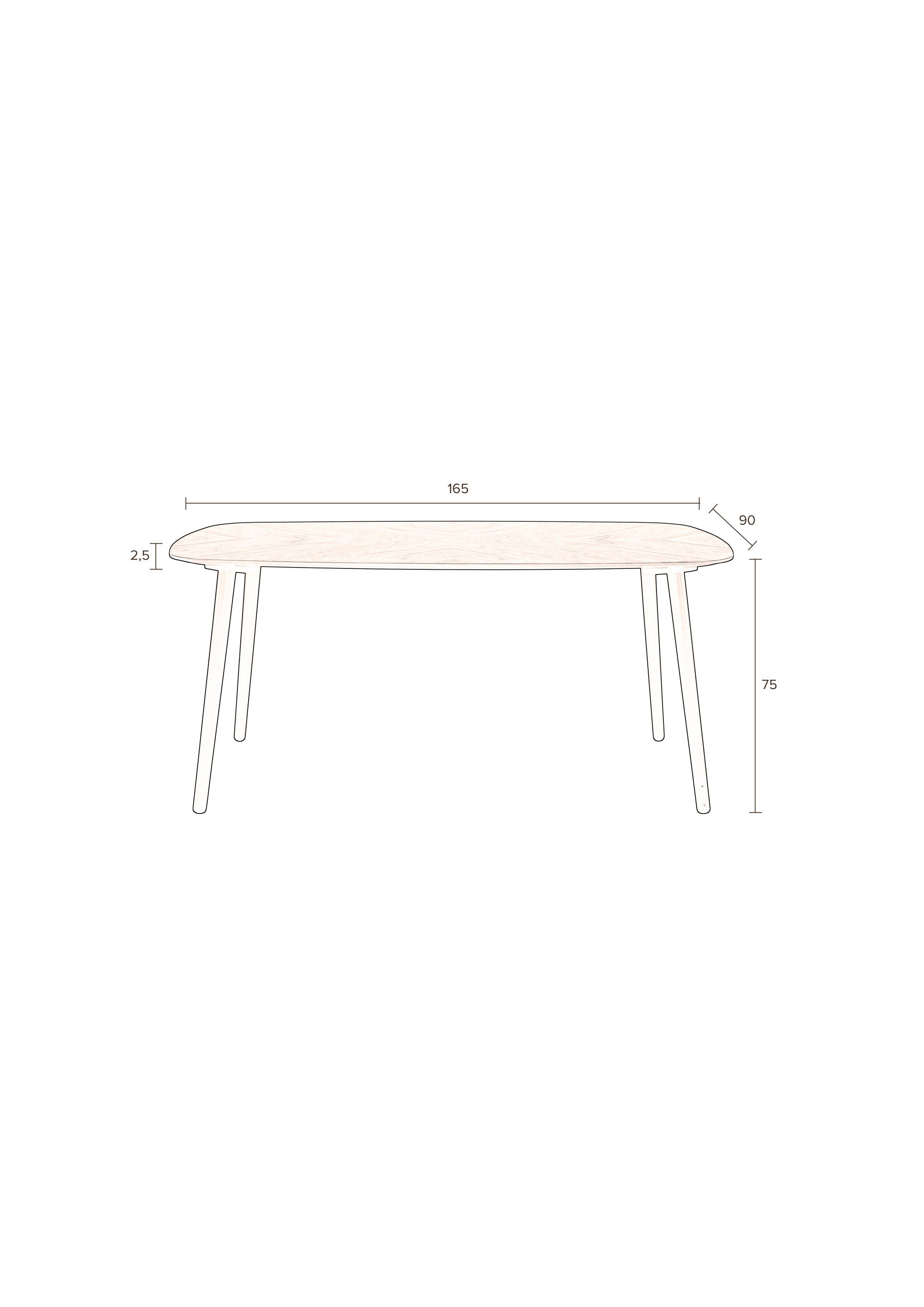 Dutchbone Clover Brown Wood Rectangle Dining Table 165cm