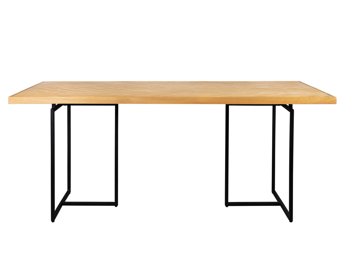 Dutchbone Class Herringbone Natural Oak Wood Rectangle Dining Table 220cm