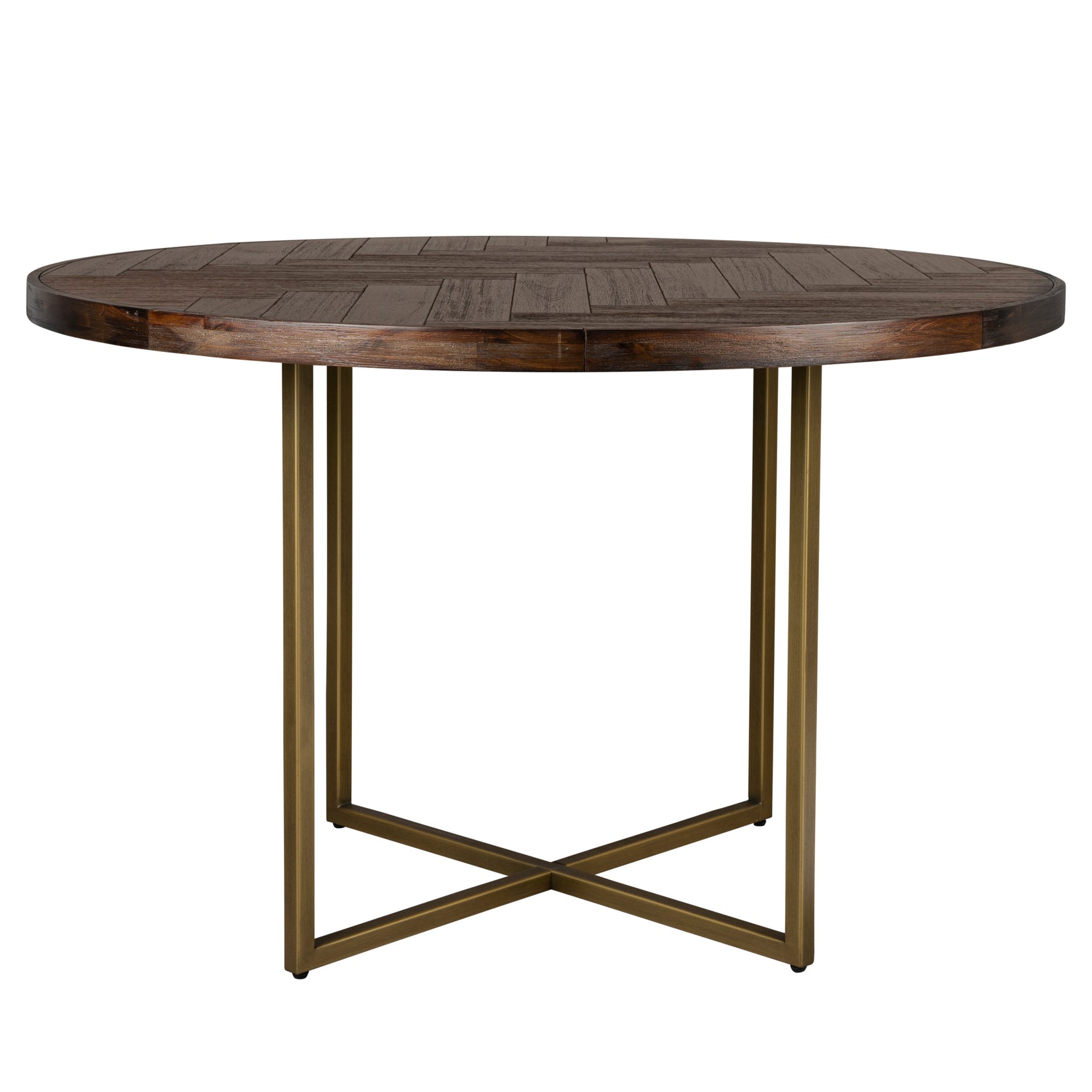 Dutchbone Class Herringbone Brown Wood Round Dining Table