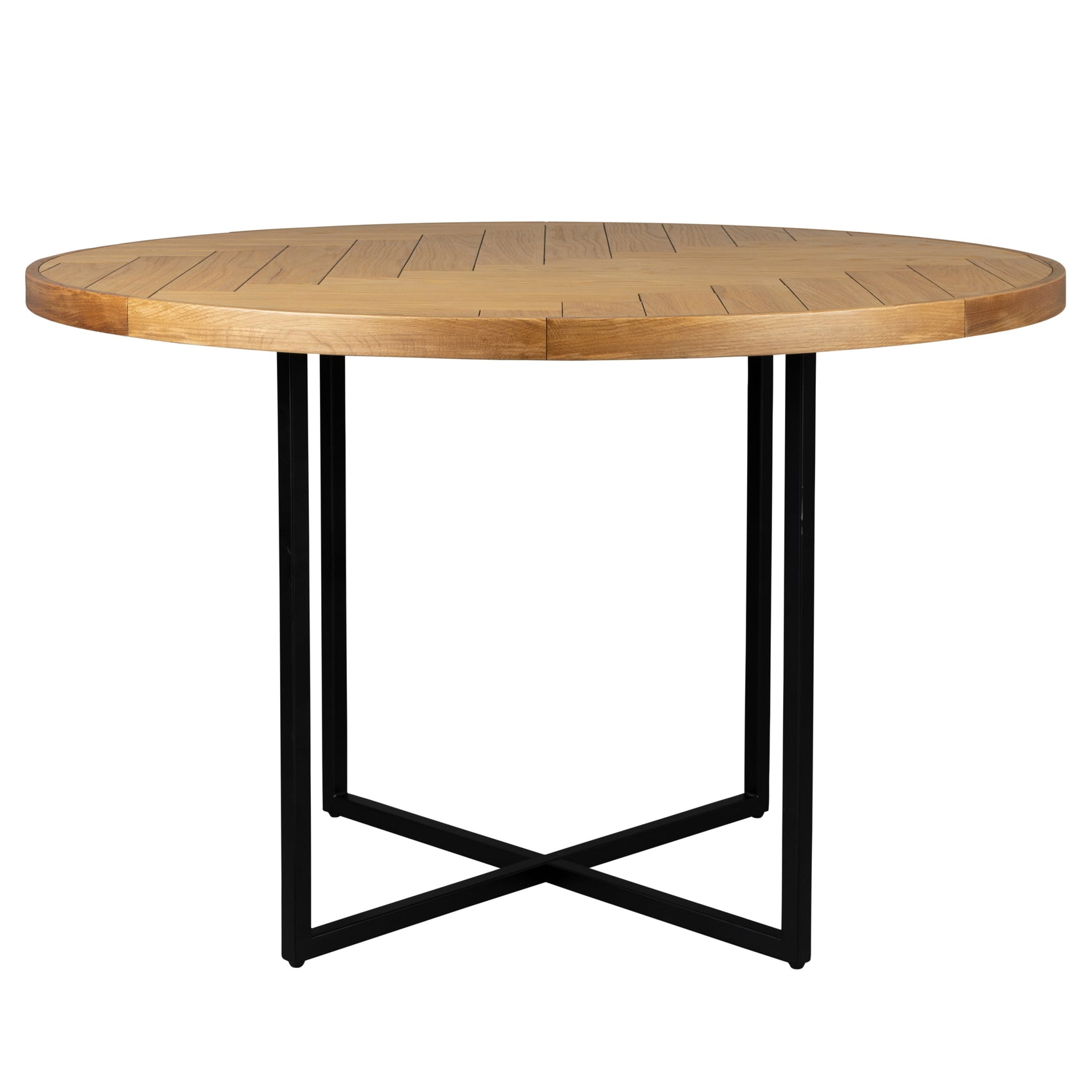 Dutchbone Class Herringbone Natural Oak Wood Round Dining Table