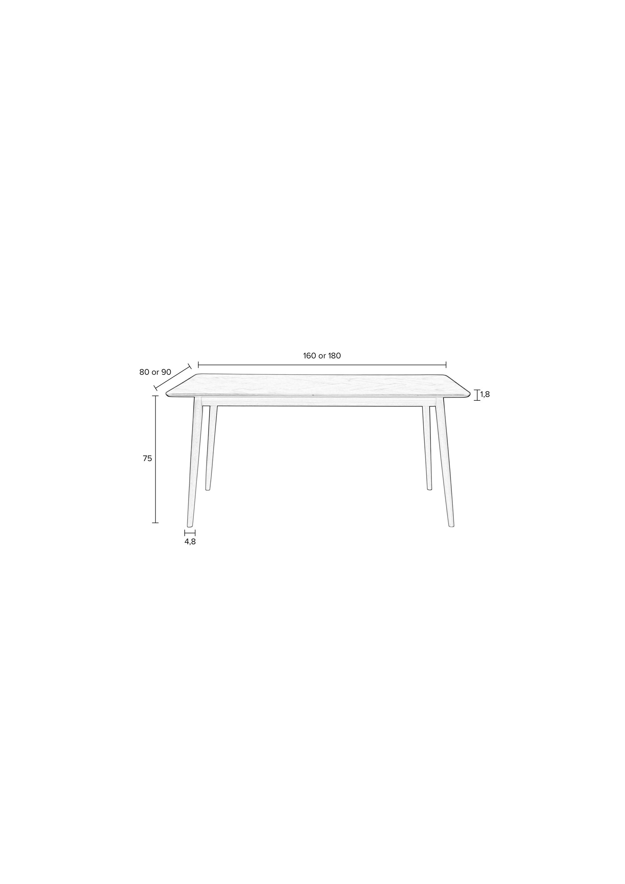 Fabio Natural Wood Rectangle Dining Table 160cm