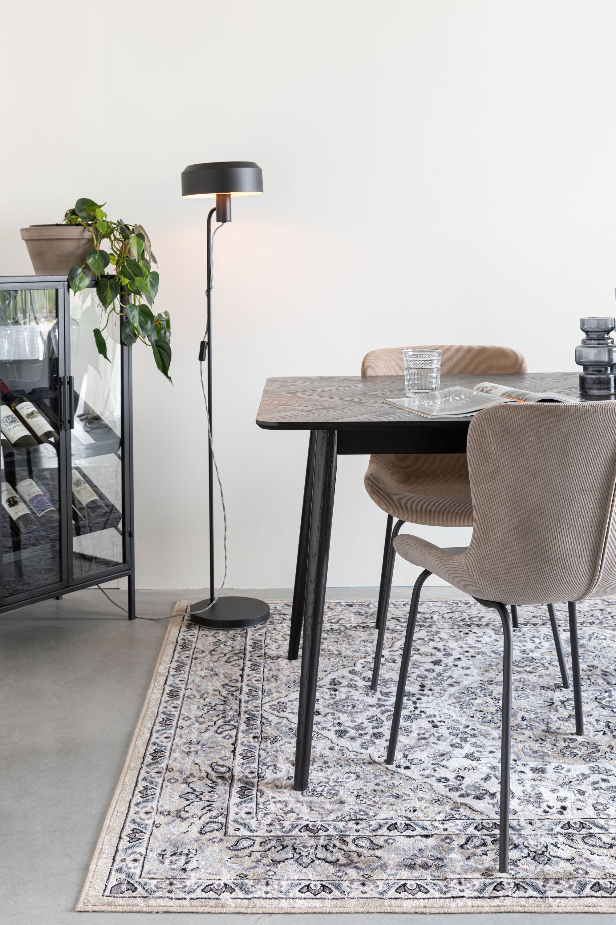 Fabio Black Wood Rectangle Dining Table 160cm