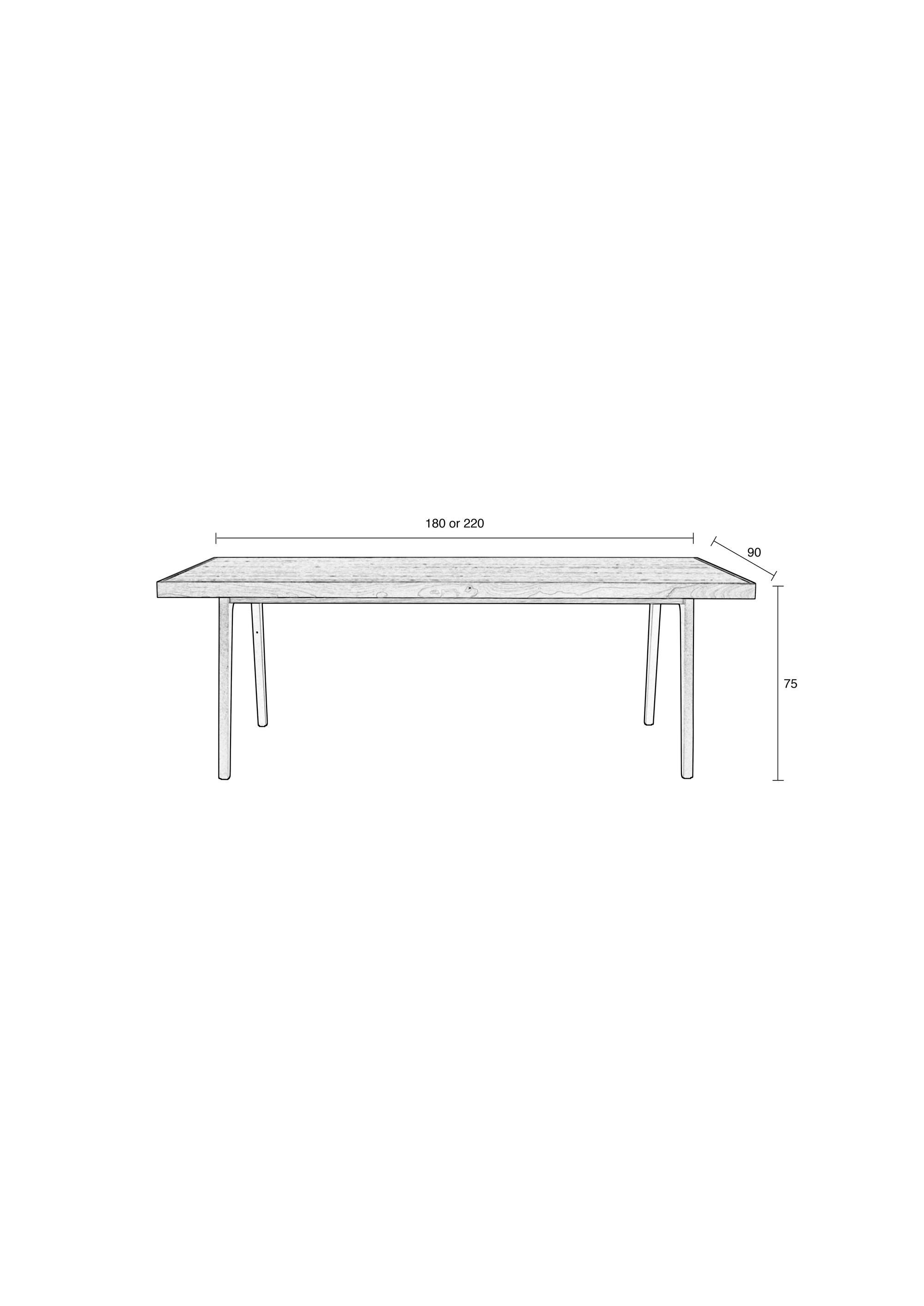 Zuiver Harvest Natural Solid Wood Rectangle Dining Table 220cm