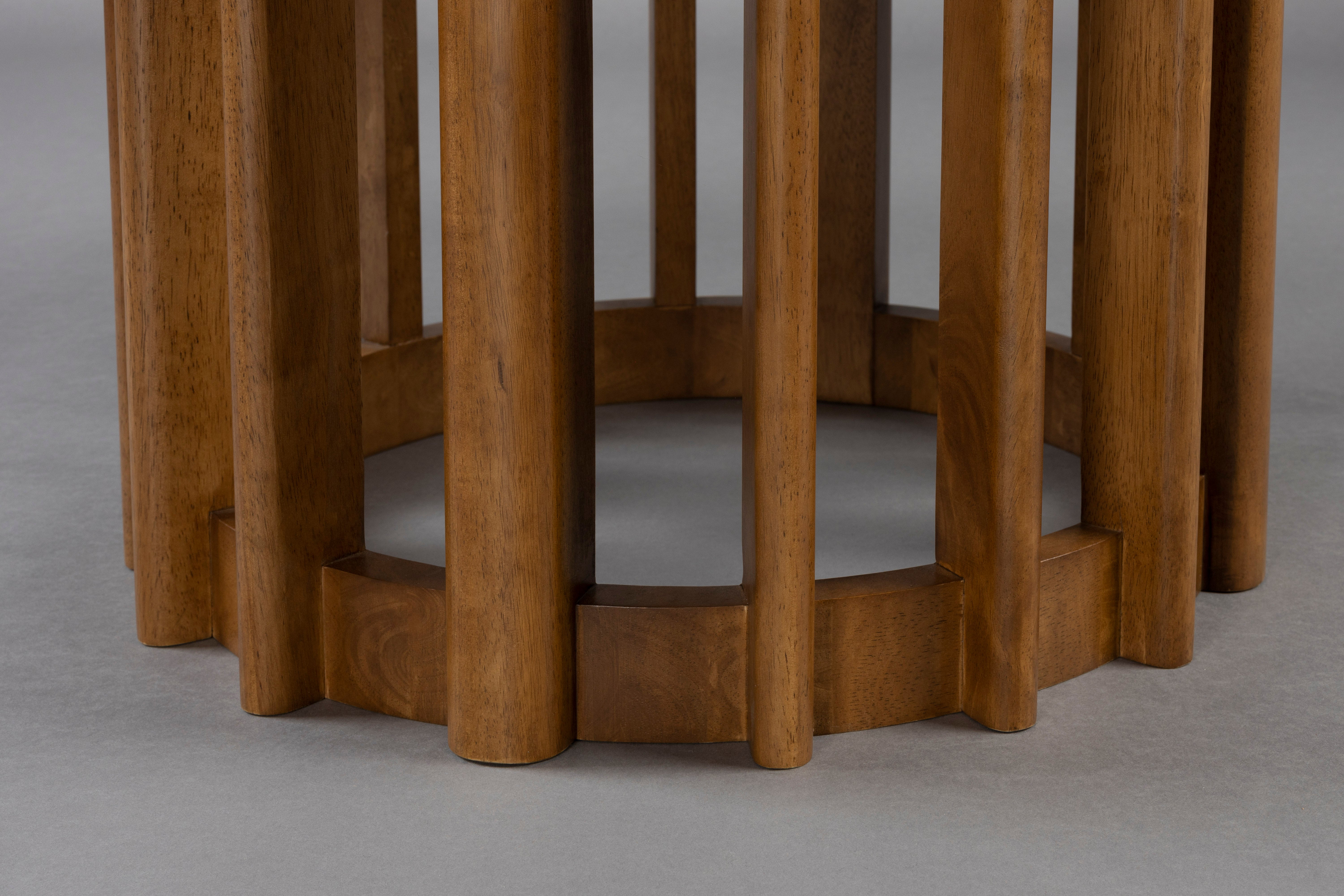 Dutchbone Barlet Walnut Brown Oak Wood Slatted Round Dining Table